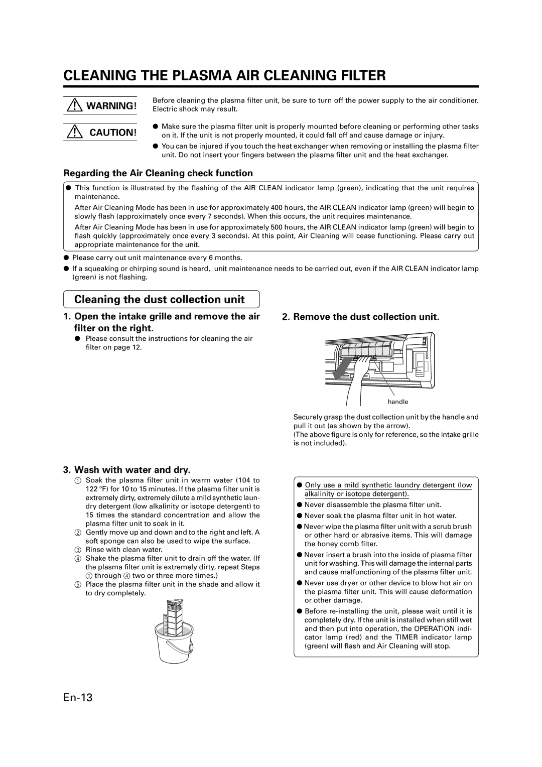 Fujitsu ASU9RMLQ ASU12RMLQ AOU24RML AOU36RML manual Cleaning the Plasma AIR Cleaning Filter, Filter on the right 