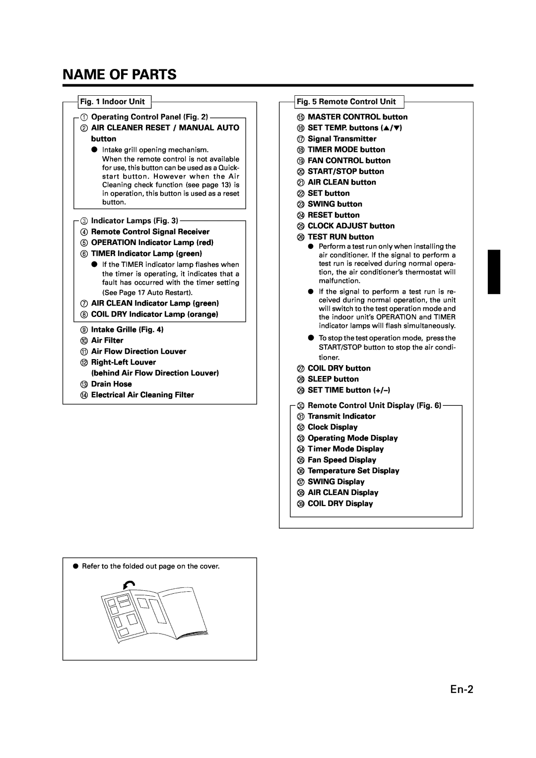 Fujitsu ASU9RMLQ ASU12RMLQ AOU24RML AOU36RML manual Name Of Parts, En-2 
