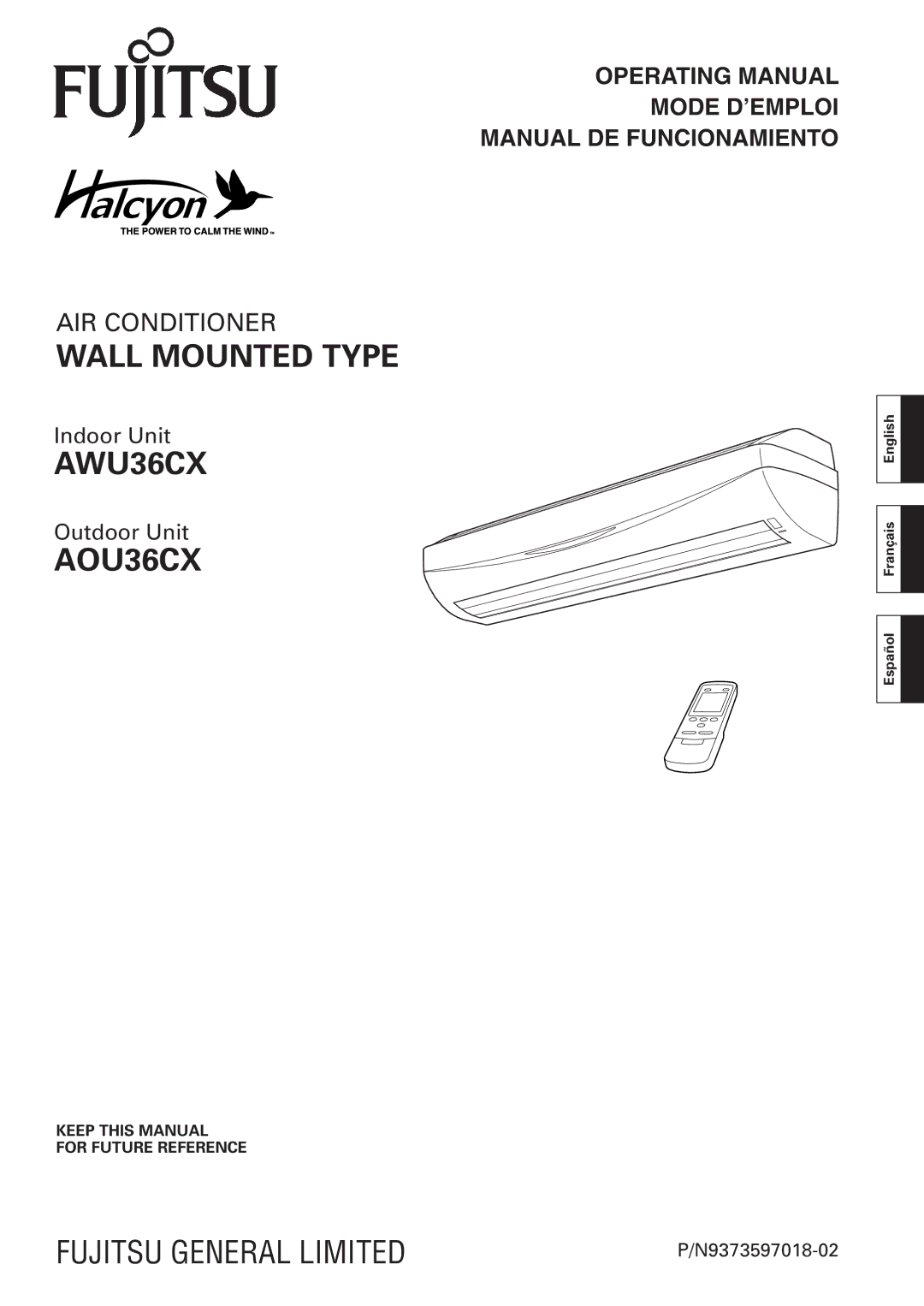 Fujitsu AWU36CX manual Wall Mounted Type 