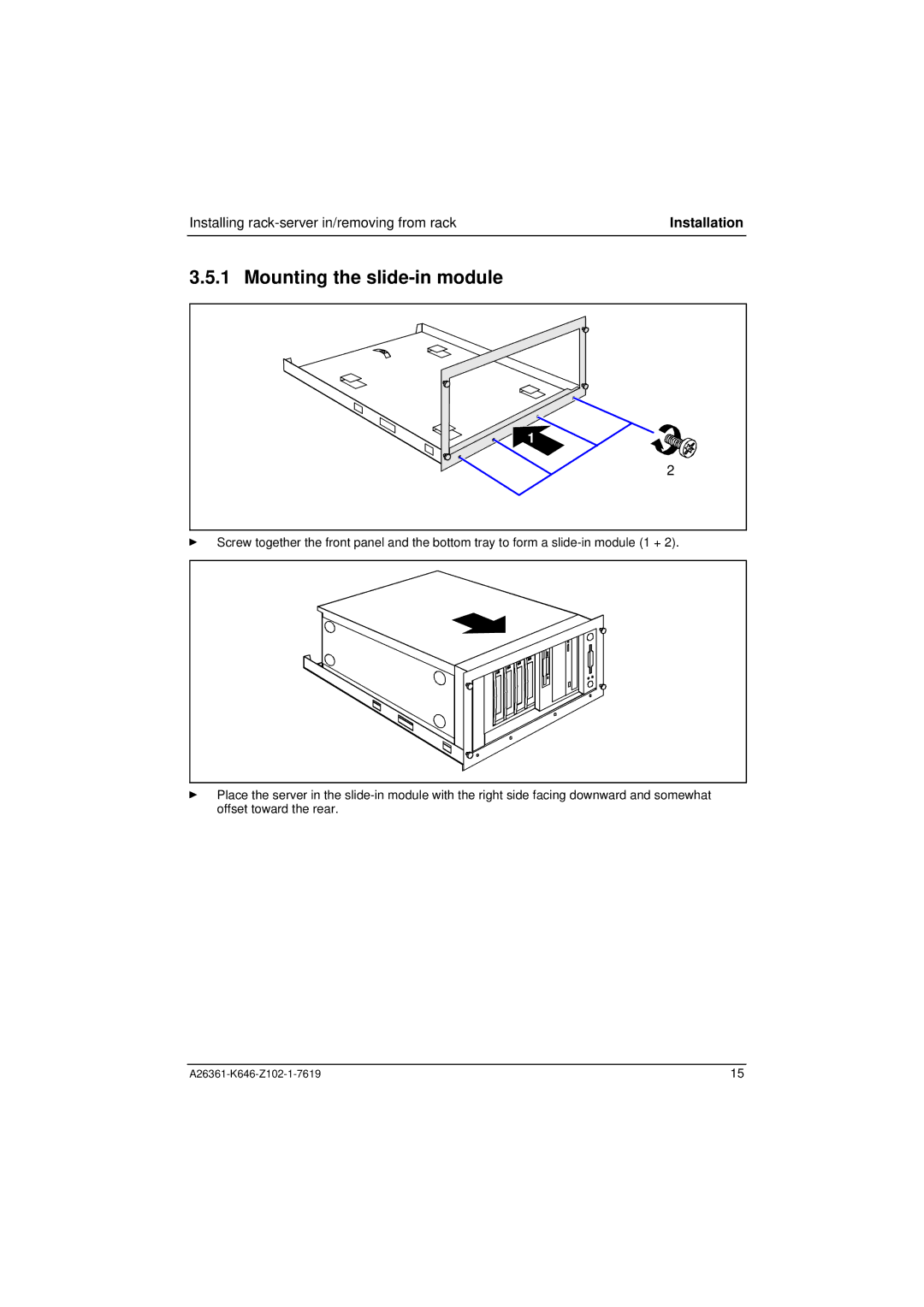 Fujitsu B120 manual Mounting the slide-in module 