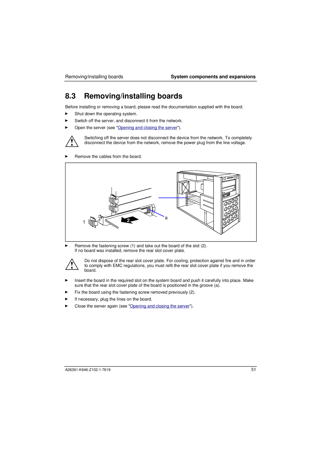 Fujitsu B120 manual Removing/installing boards 