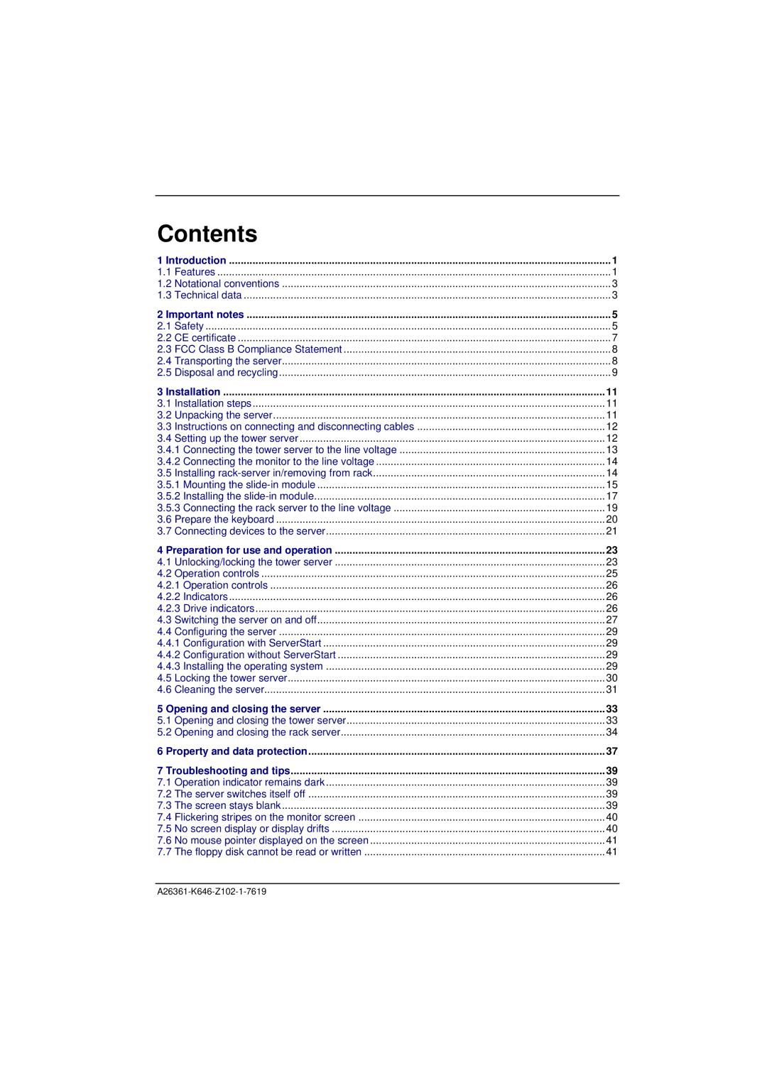 Fujitsu B120 manual Contents 