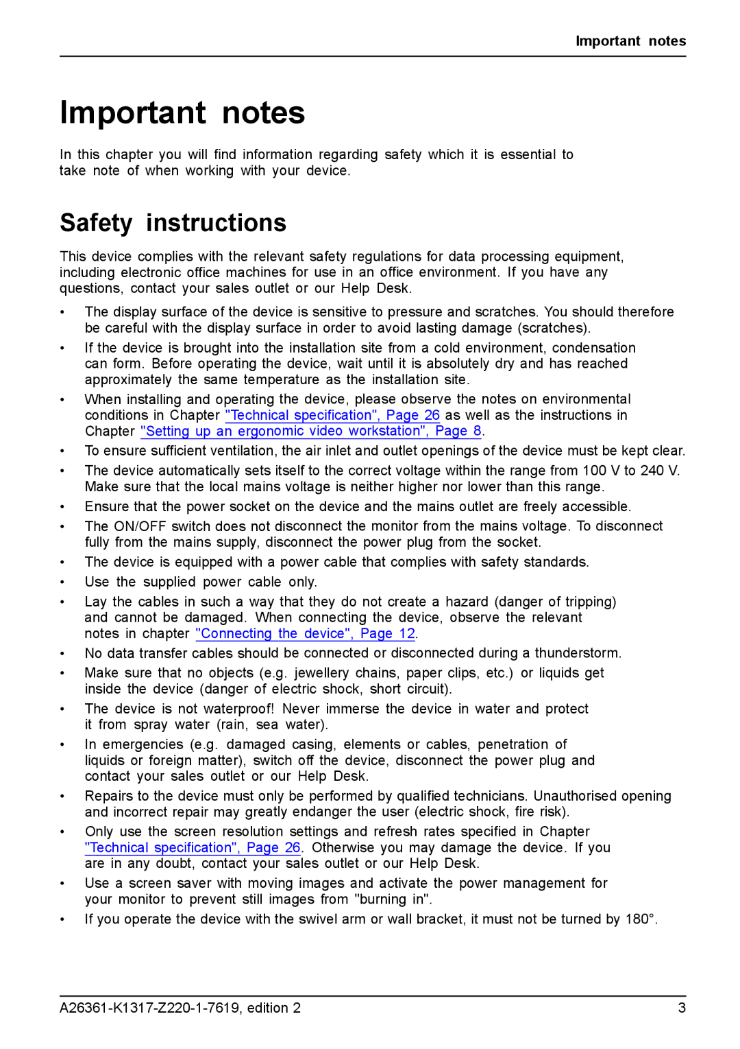 Fujitsu B17-5 ECO, B19-5 ECO manual Important notes, Safety instructions 