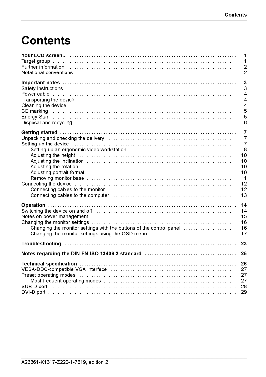 Fujitsu B17-5 ECO, B19-5 ECO manual Contents 