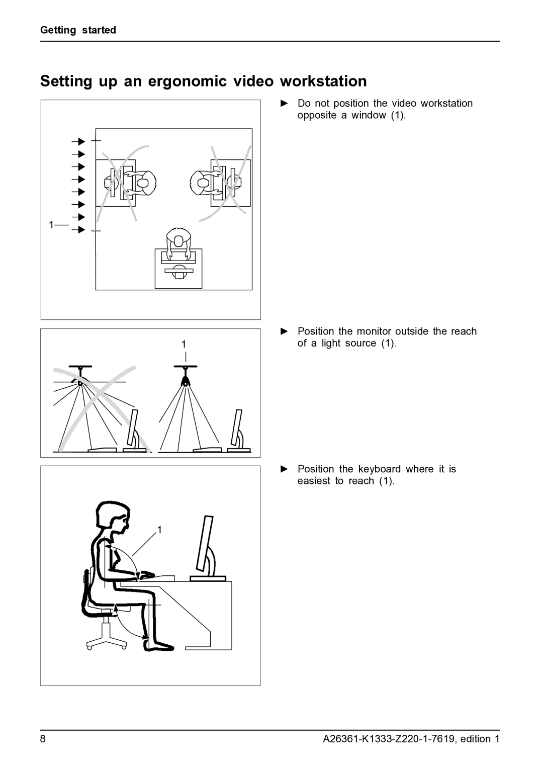 Fujitsu B19W-5 ECO manual Setting up an ergonomic video workstation 