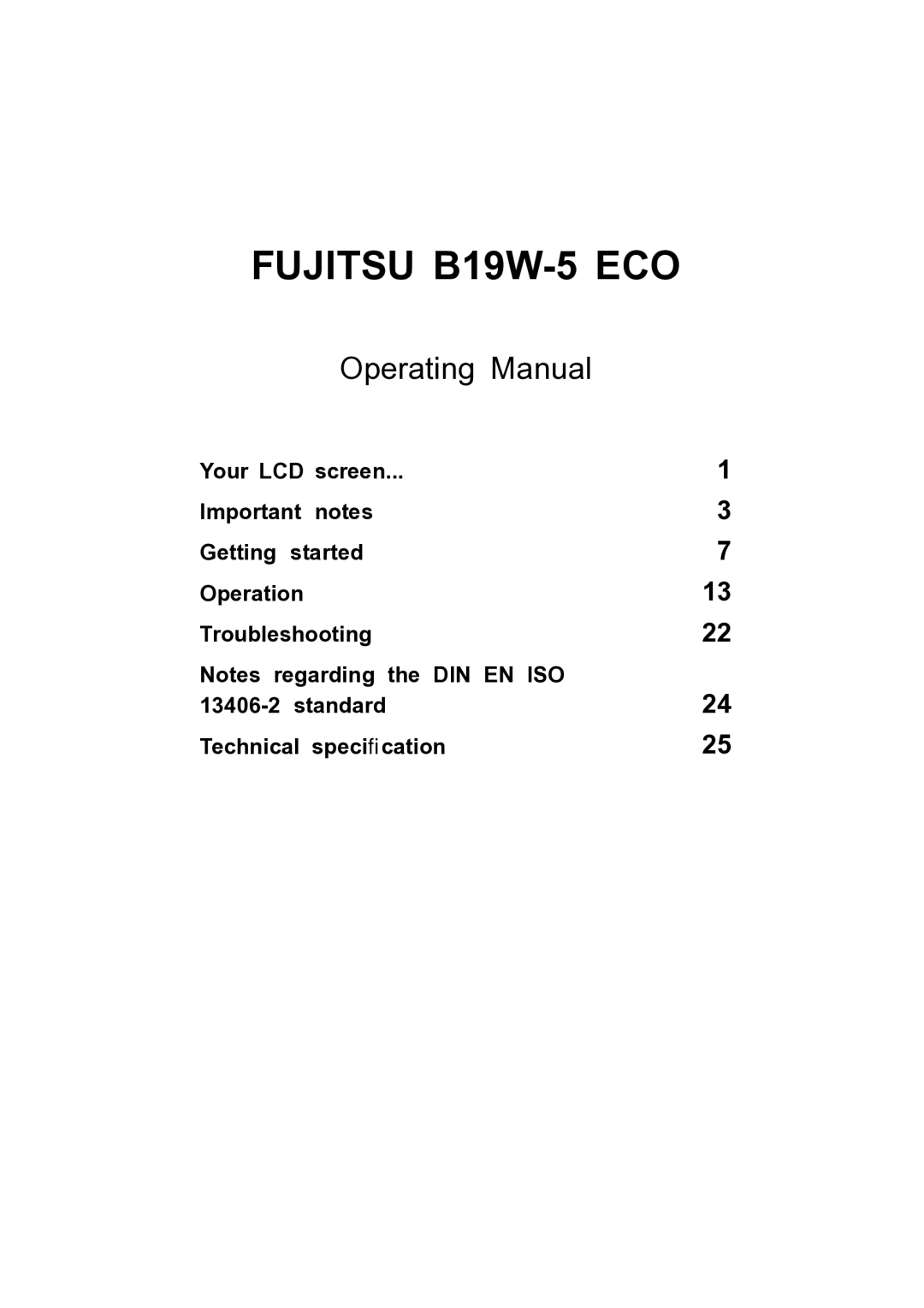 Fujitsu manual Fujitsu B19W-5 ECO 