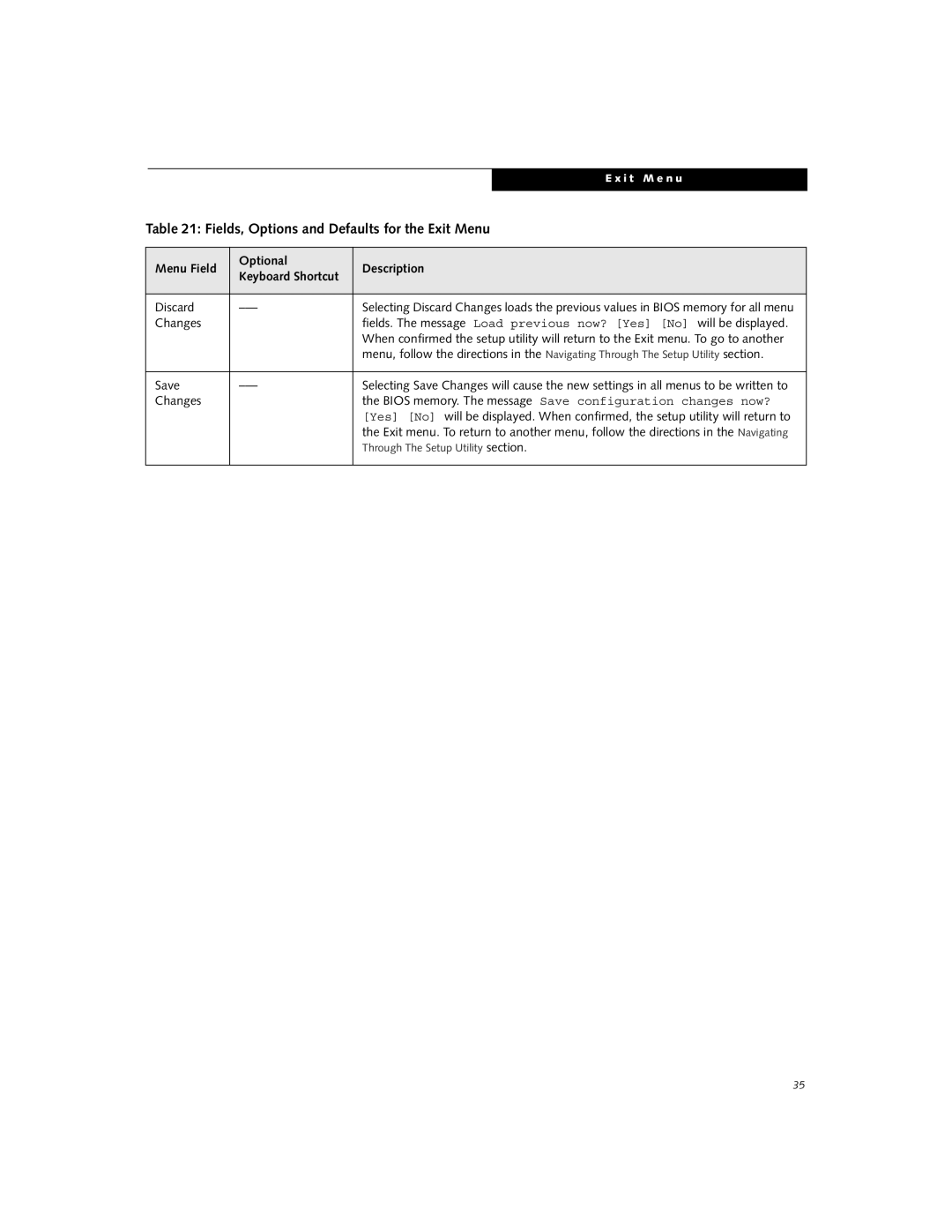 Fujitsu B2610 manual Bios memory. The message Save configuration changes now? 