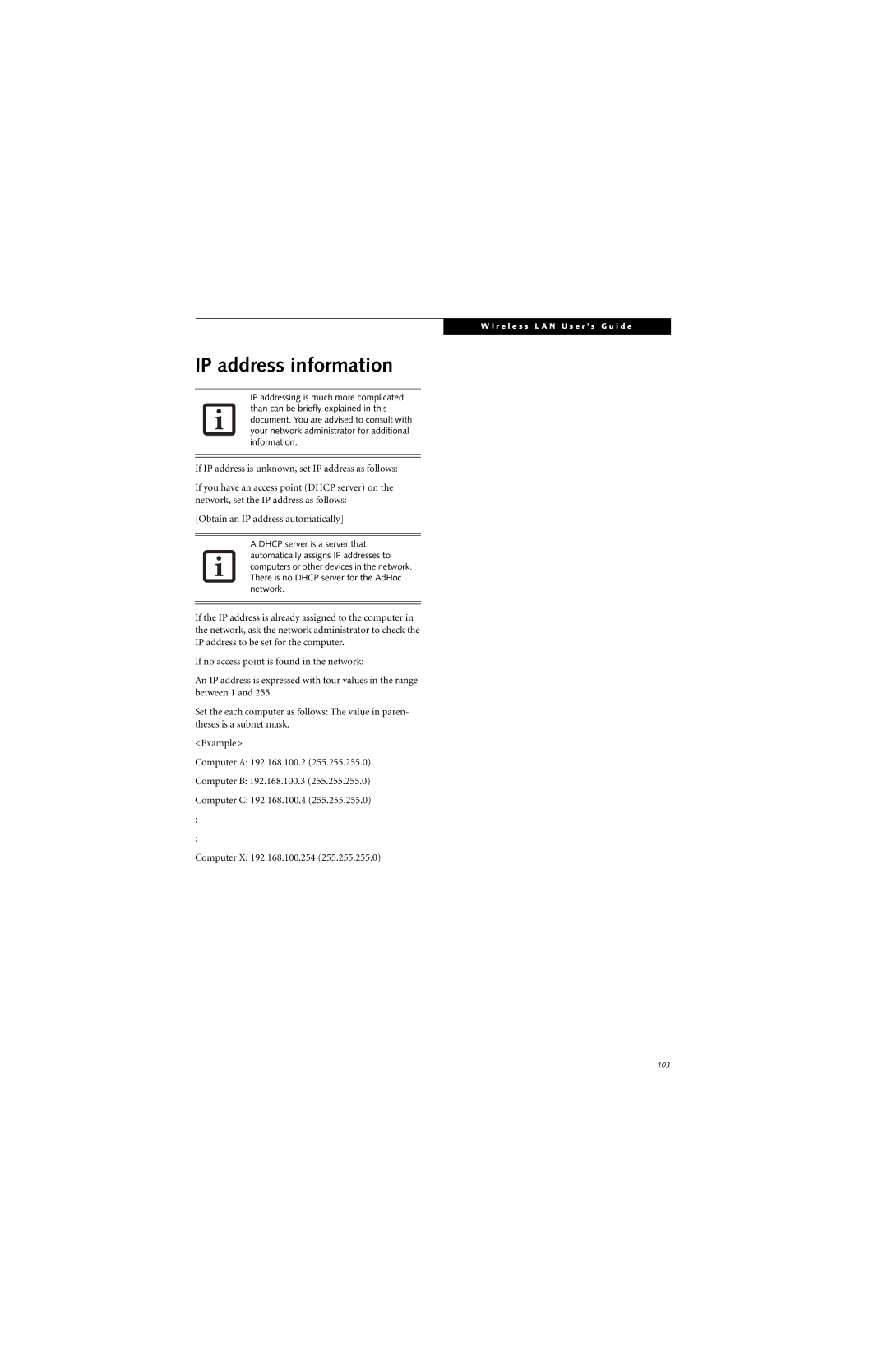 Fujitsu B3020D manual IP address information 