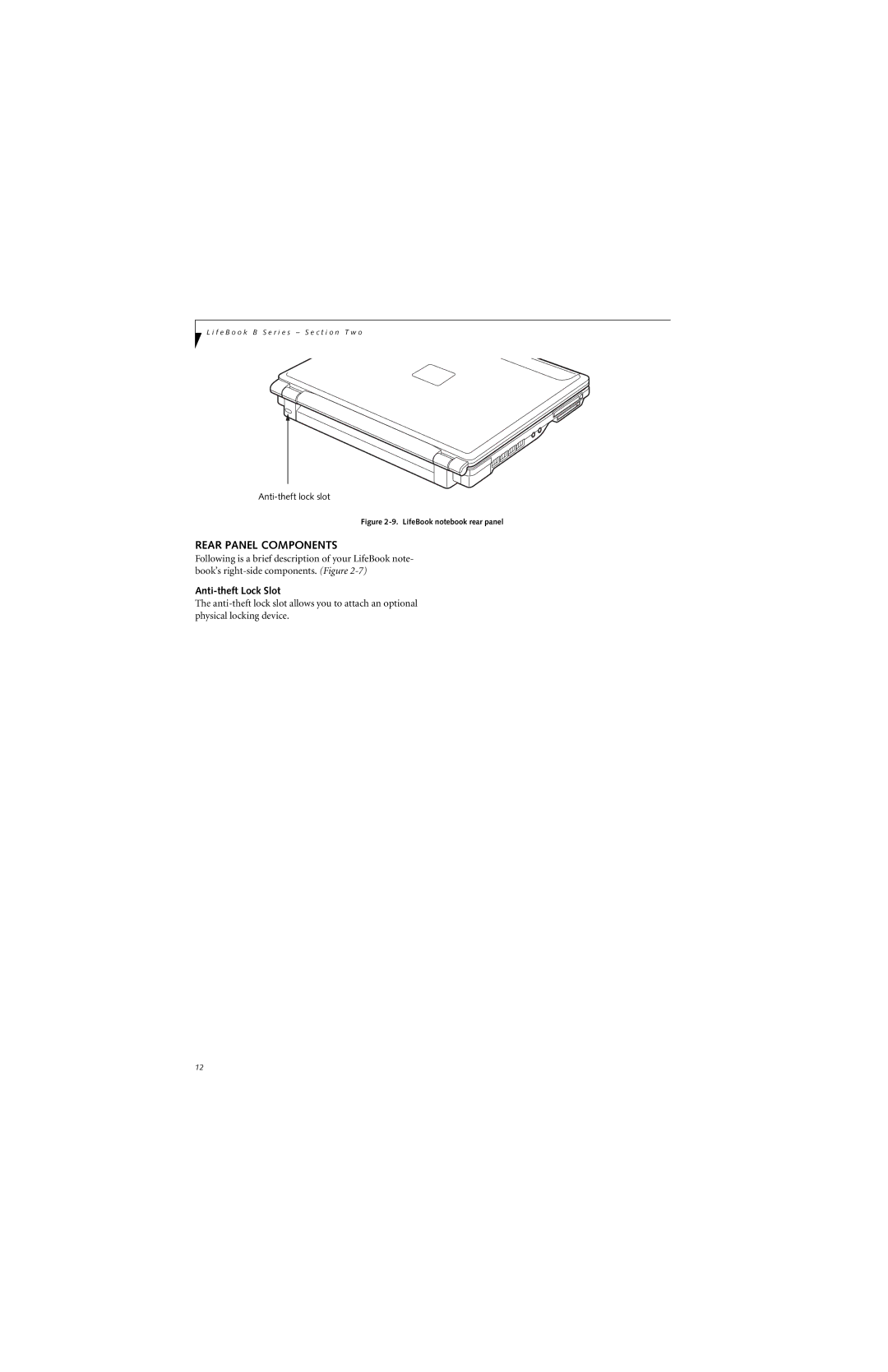 Fujitsu B3020D manual Rear Panel Components, Anti-theft Lock Slot 