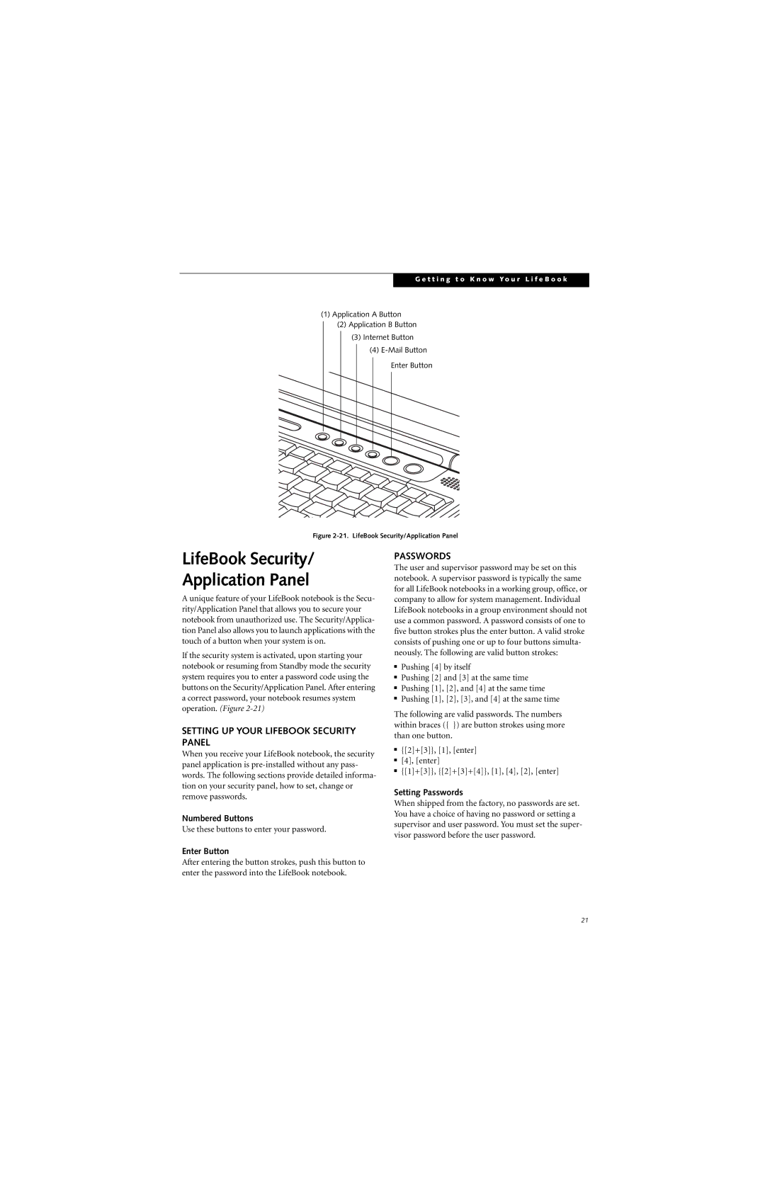 Fujitsu B3020D manual LifeBook Security Application Panel, Setting UP Your Lifebook Security Panel, Passwords 