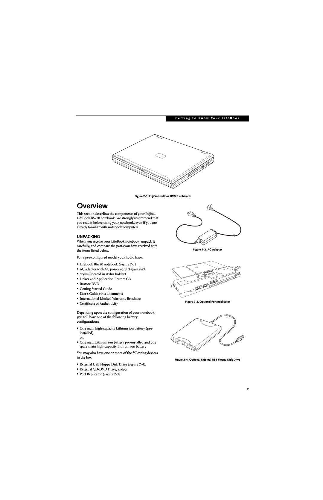 Fujitsu B6220 manual Overview, Unpacking 