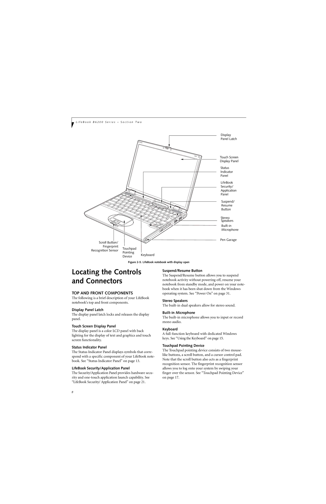 Fujitsu B6220 manual TOP and Front Components 