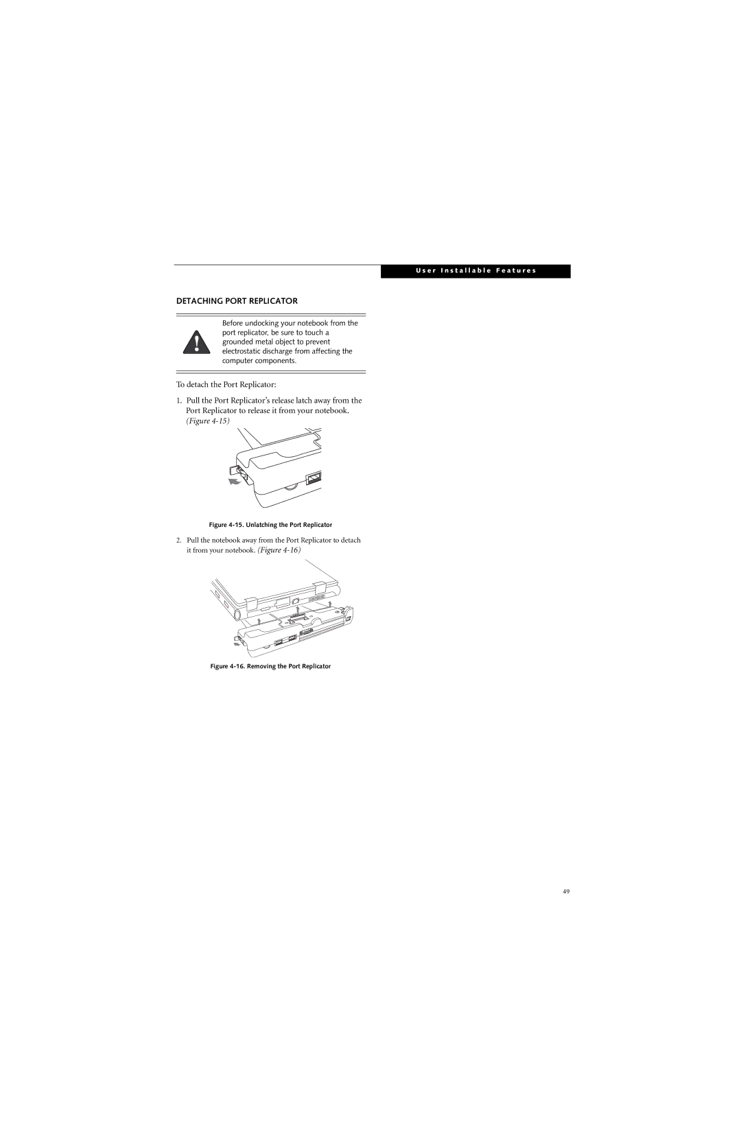 Fujitsu B6220 manual Detaching Port Replicator 