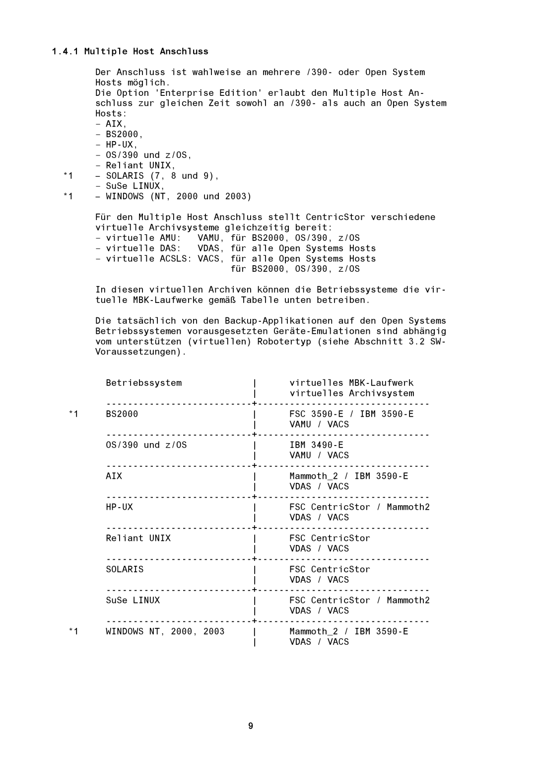 Fujitsu BS2000/OSD manual Multiple Host Anschluss, Vamu / Vacs, Vdas / Vacs 