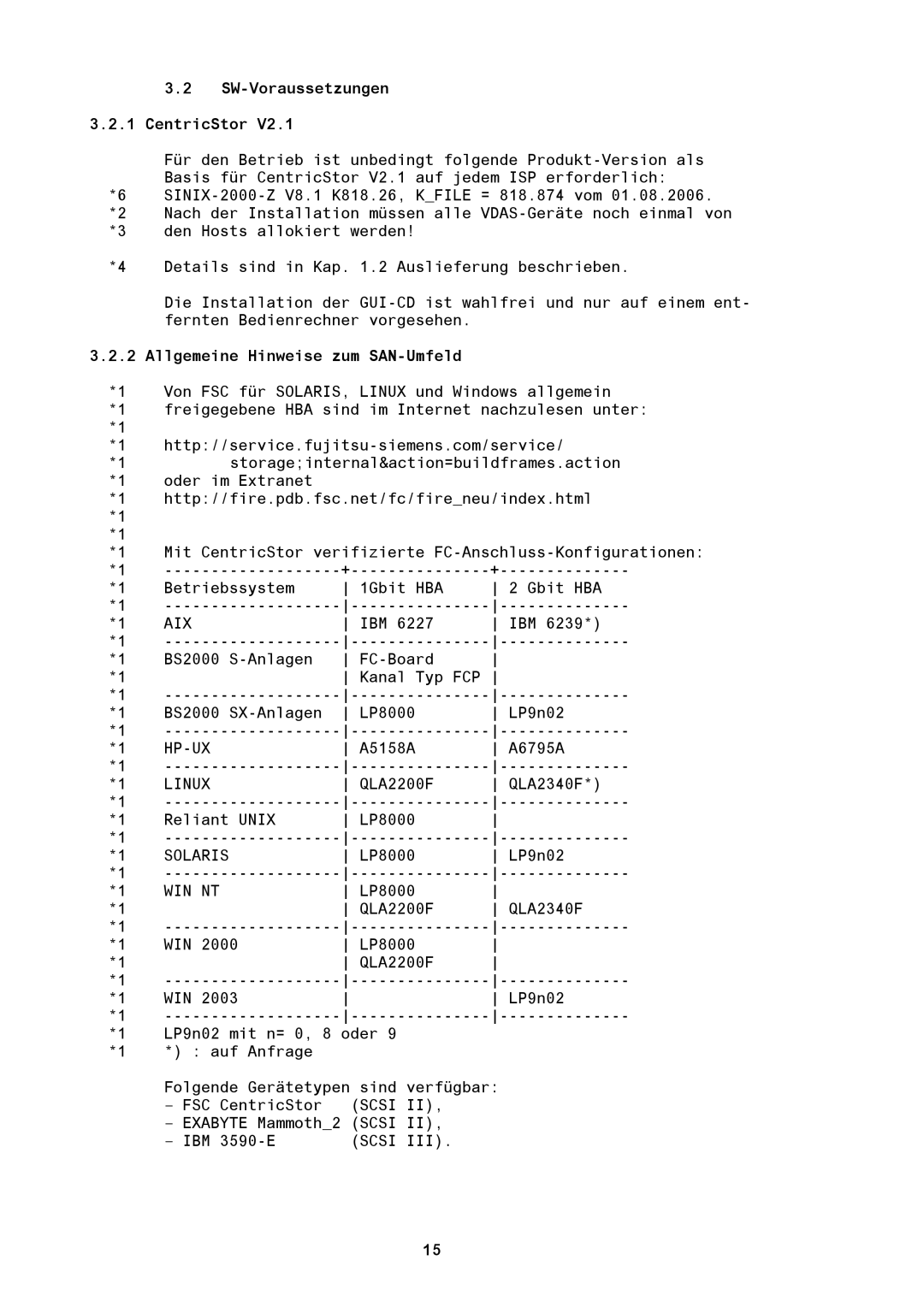 Fujitsu BS2000/OSD manual SW-Voraussetzungen CentricStor, Allgemeine Hinweise zum SAN-Umfeld, Linux, Win Nt 