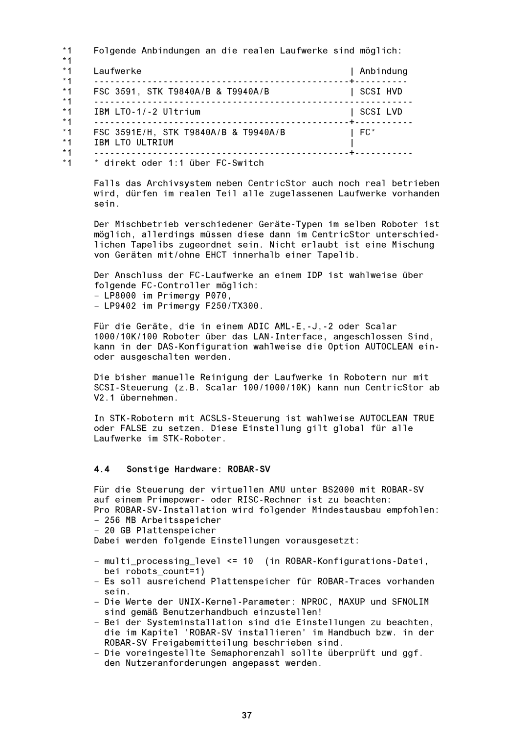 Fujitsu BS2000/OSD manual Scsi HVD, Scsi LVD, IBM LTO Ultrium, Sonstige Hardware ROBAR-SV 