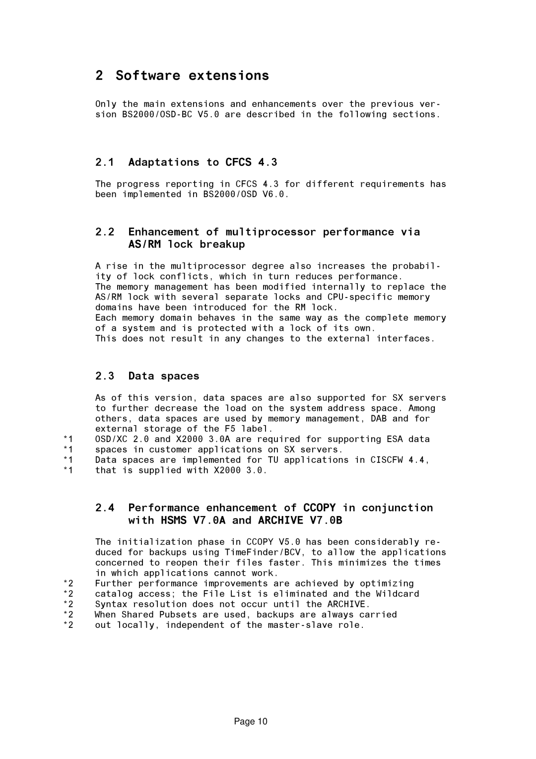 Fujitsu BS2OSD manual Adaptations to Cfcs, Data spaces 