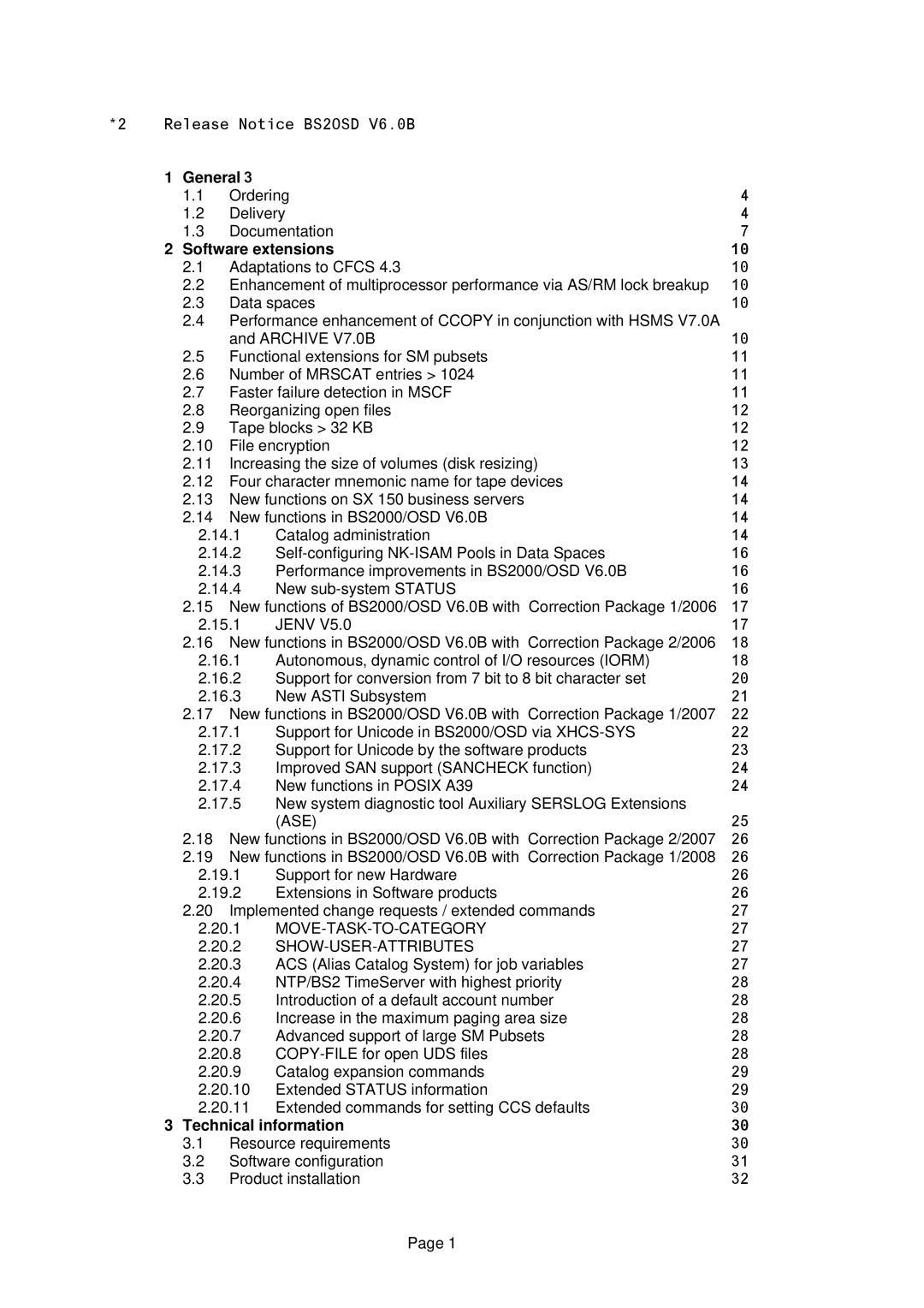 Fujitsu BS2OSD manual General, Software extensions, Technical information 