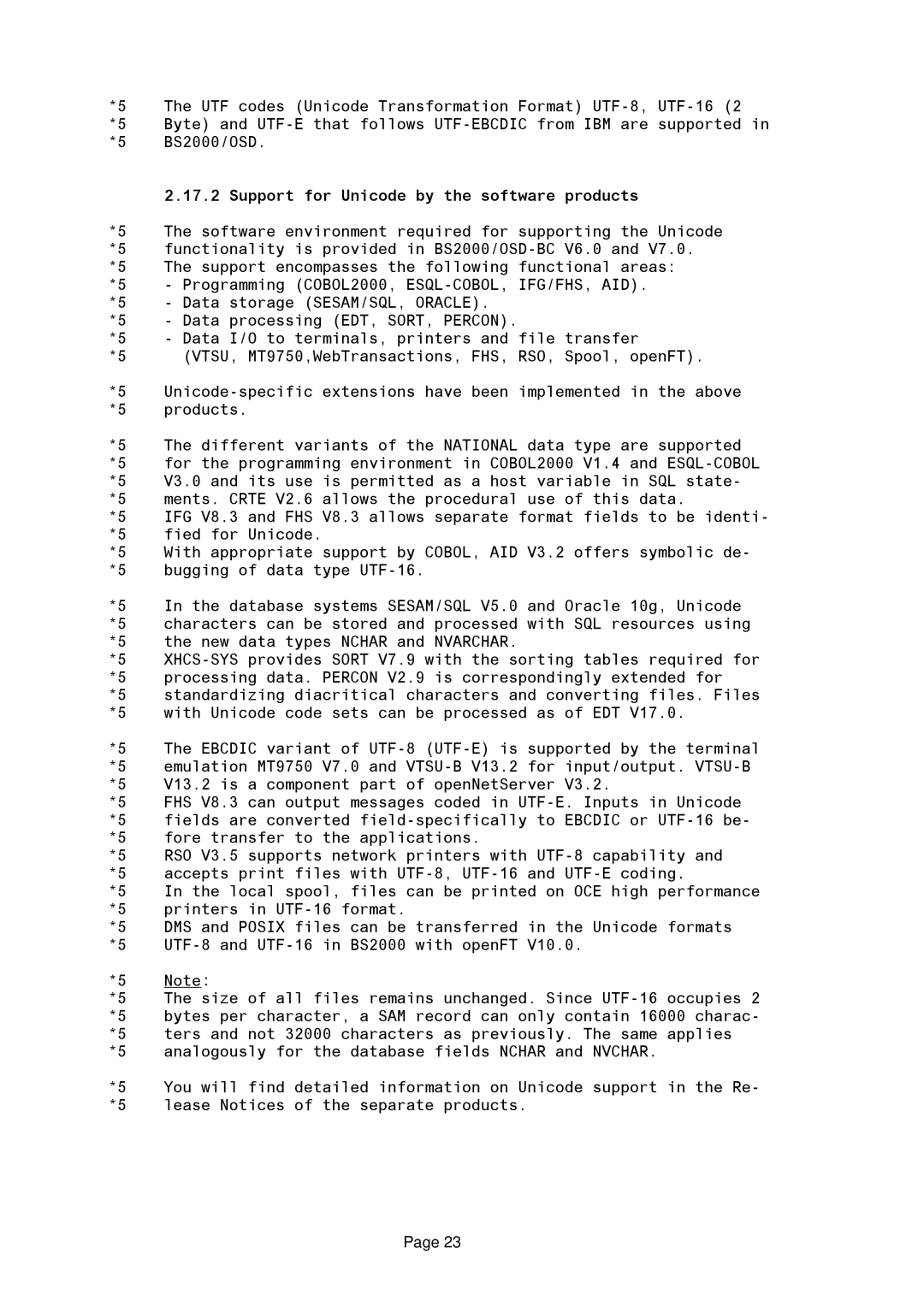 Fujitsu BS2OSD manual Support for Unicode by the software products 