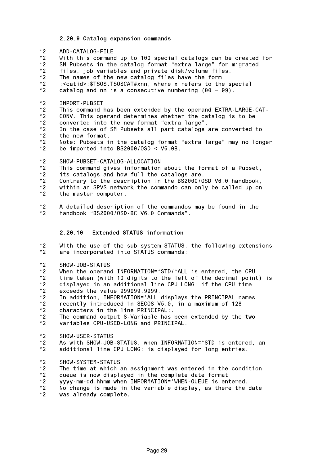 Fujitsu BS2OSD manual Catalog expansion commands, Extended Status information 