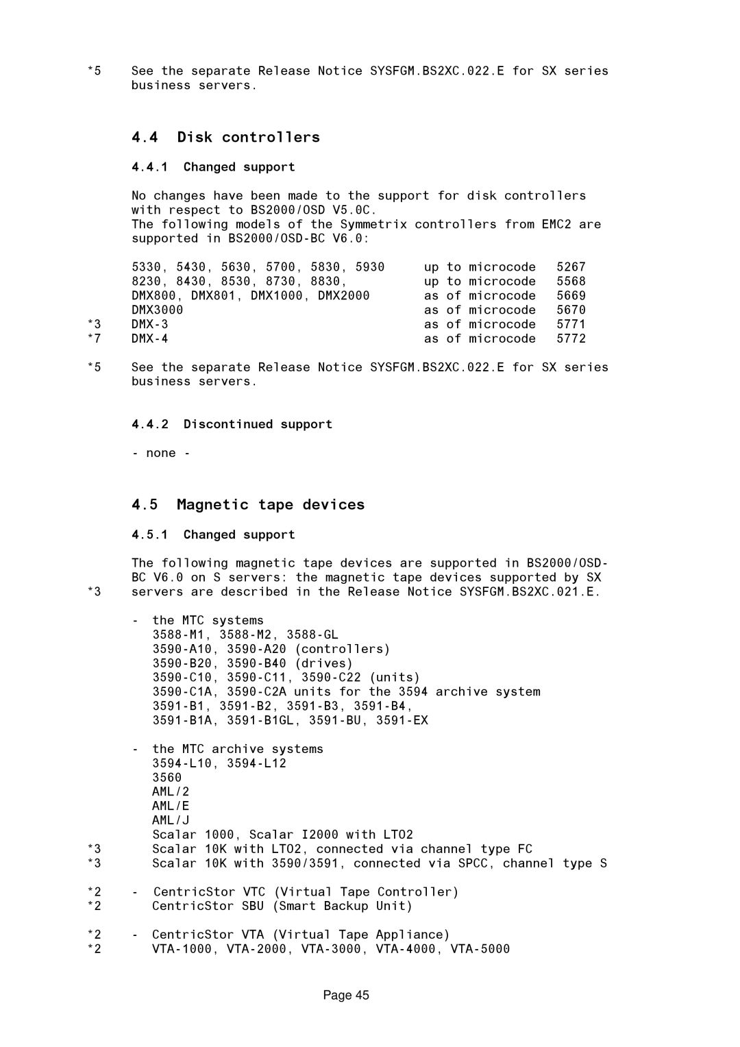 Fujitsu BS2OSD manual Disk controllers, Magnetic tape devices, DMX-3, DMX-4, AML/2 AML/E AML/J 