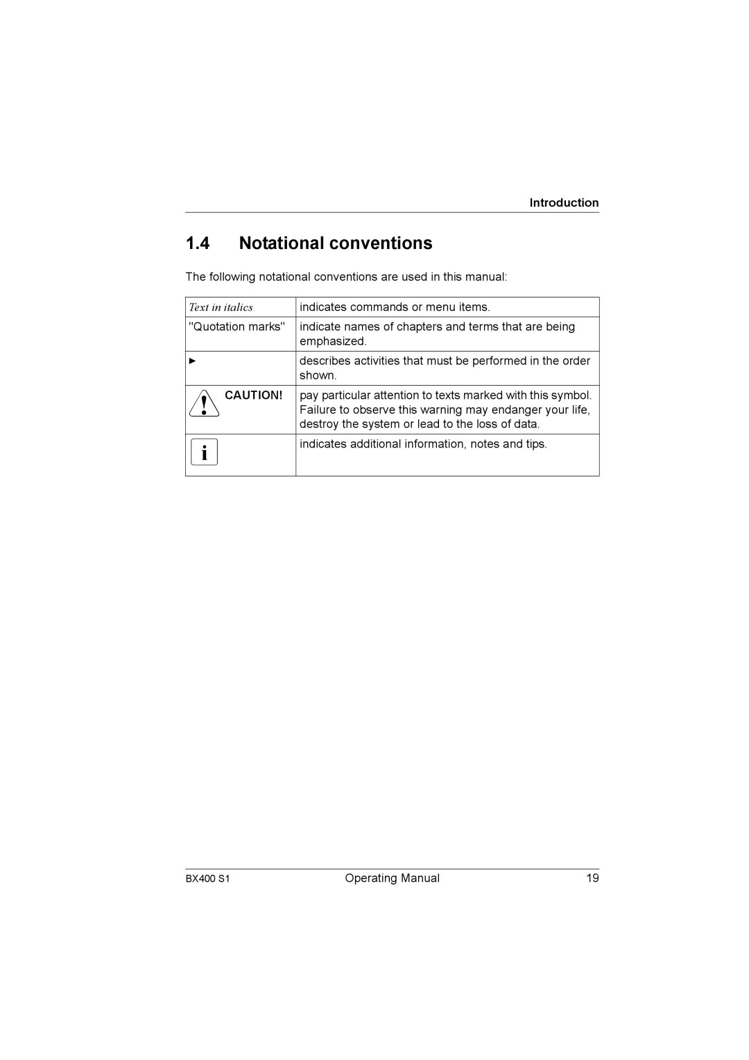 Fujitsu BX400 S1 manual Notational conventions 