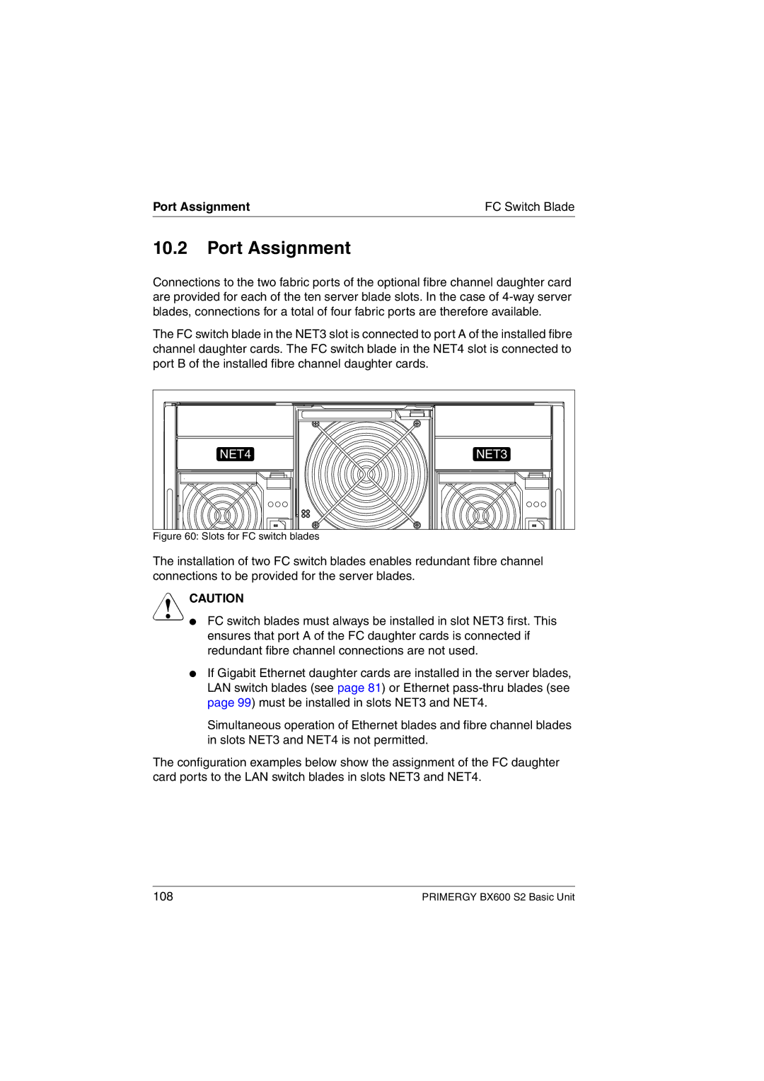 Fujitsu BX600 S2 manual Port Assignment, NET4 NET3 