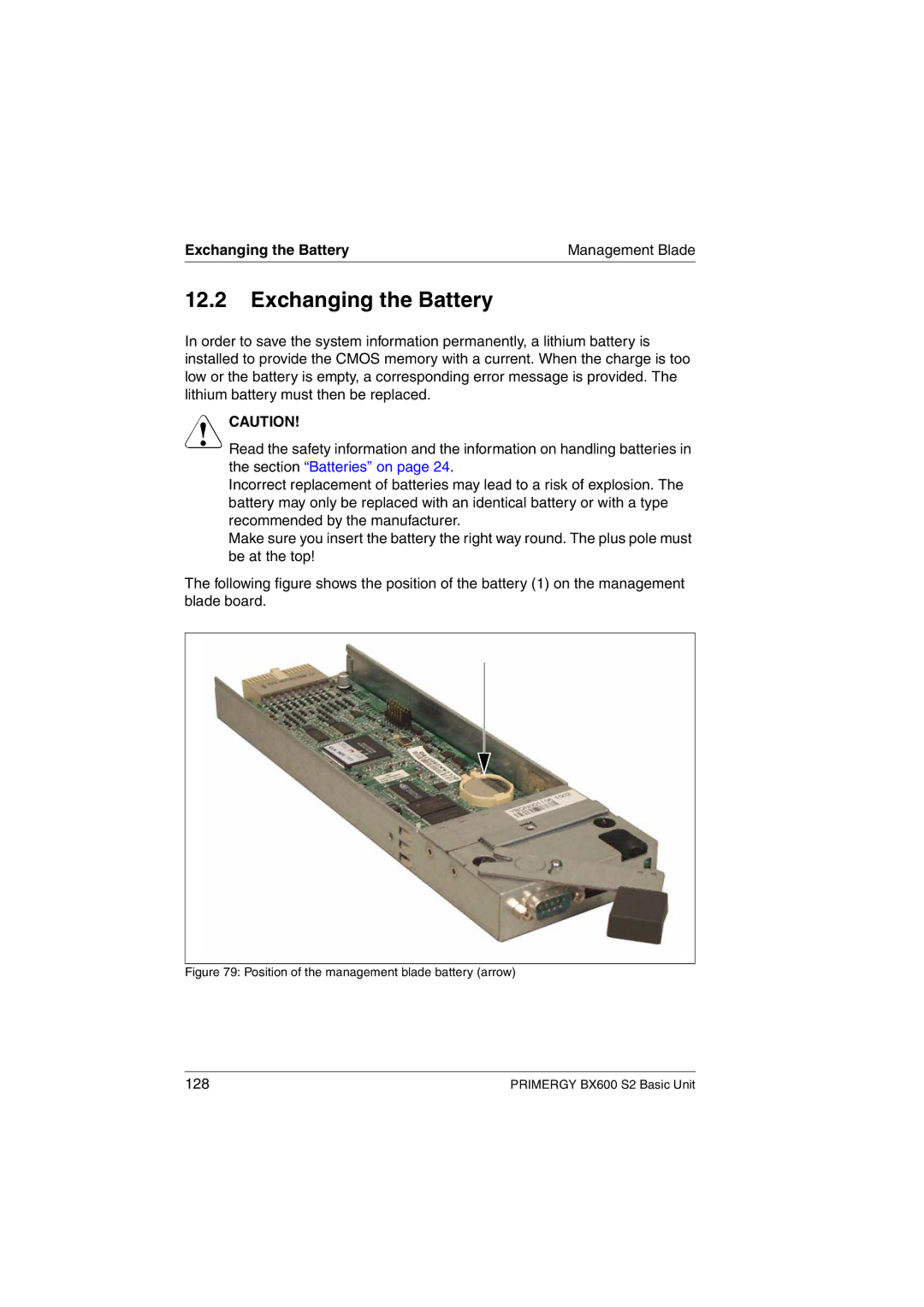 Fujitsu BX600 S2 manual Exchanging the Battery 