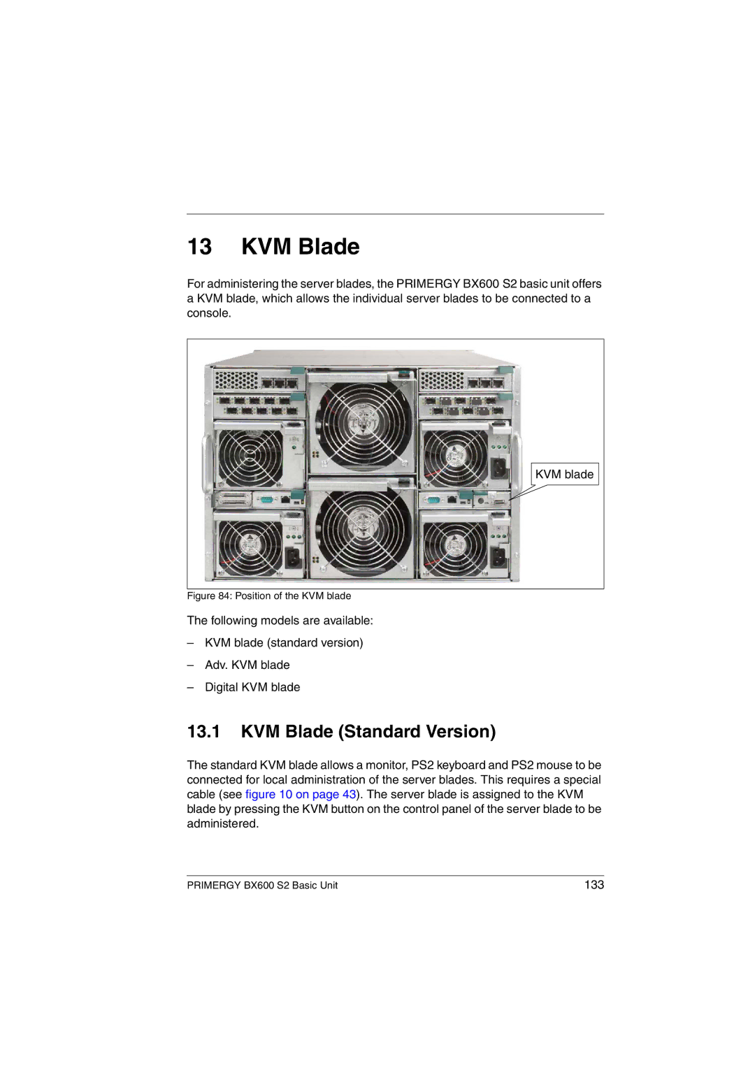 Fujitsu BX600 S2 manual KVM Blade Standard Version 