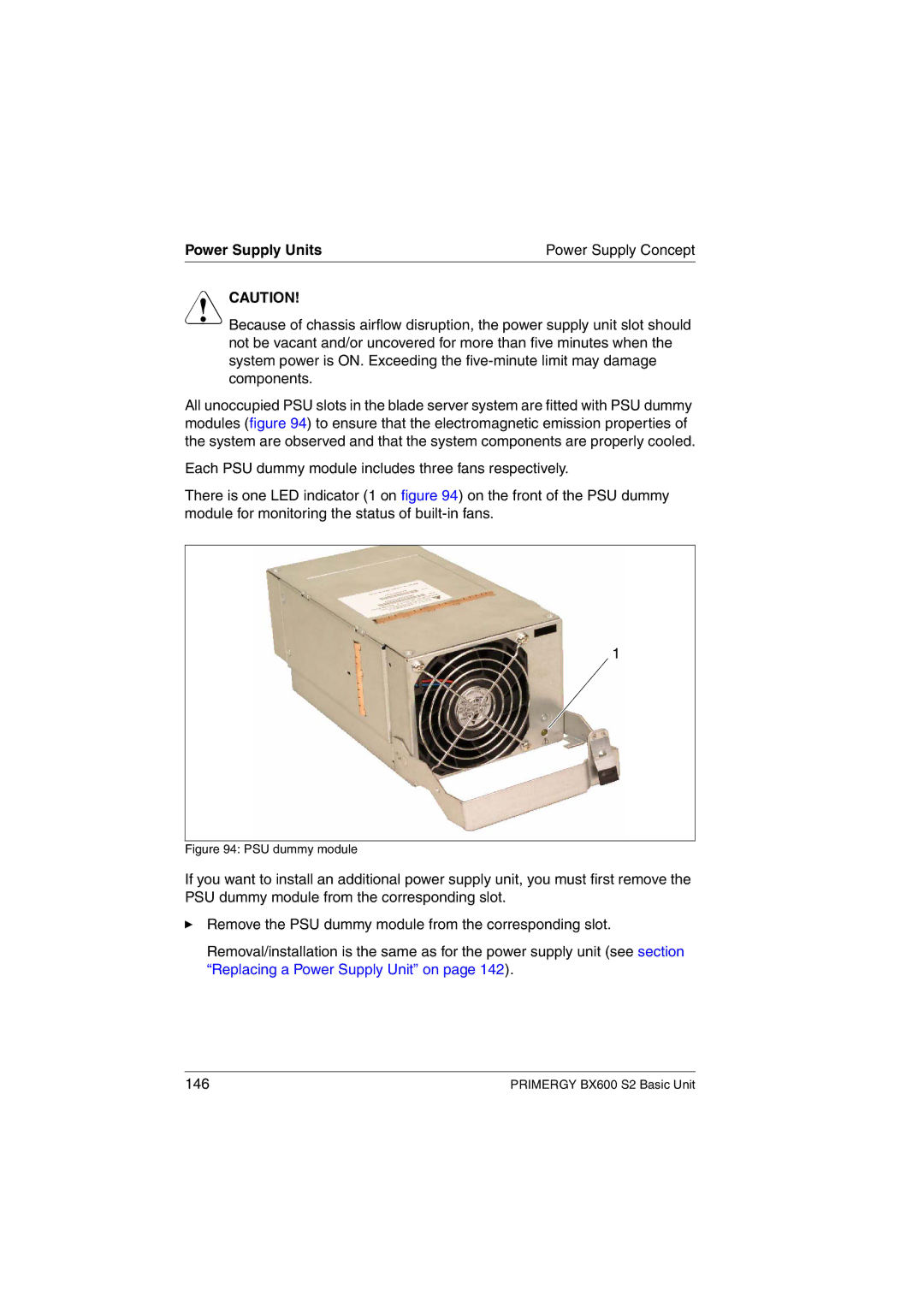 Fujitsu BX600 S2 manual PSU dummy module 