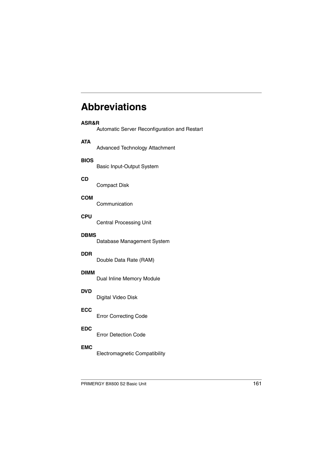 Fujitsu BX600 S2 manual Abbreviations 