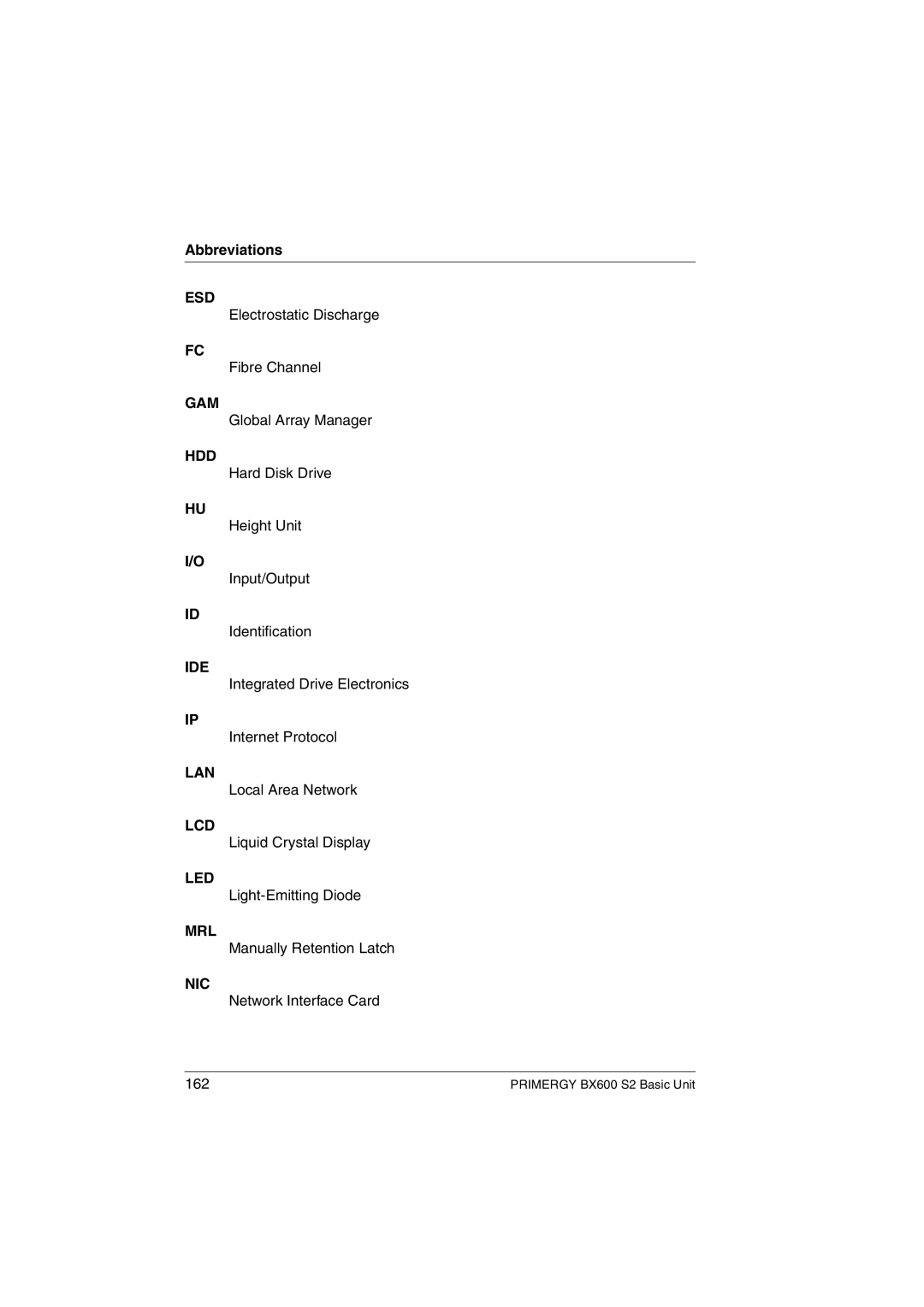 Fujitsu BX600 S2 manual Abbreviations 