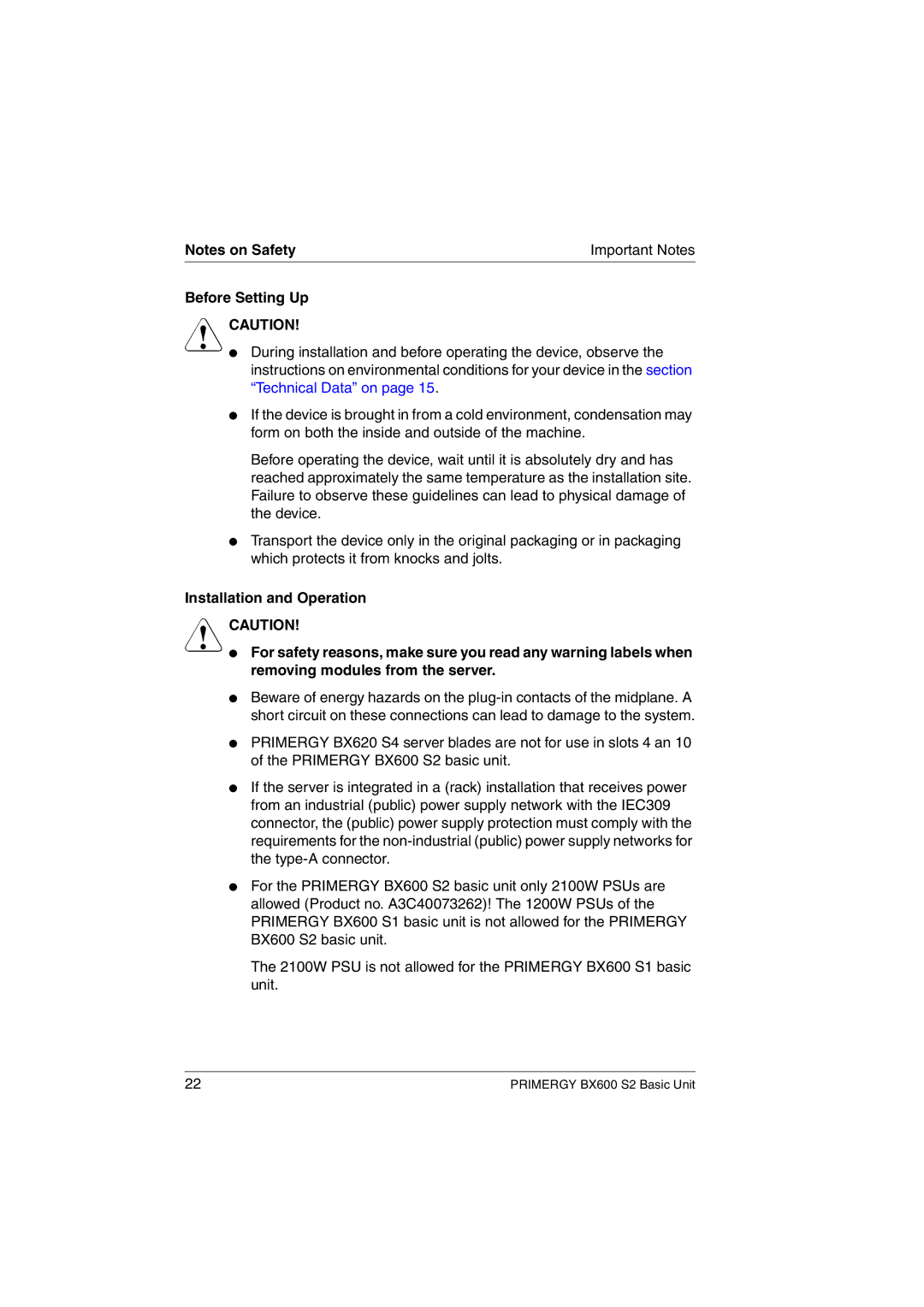 Fujitsu BX600 S2 manual Before Setting Up 