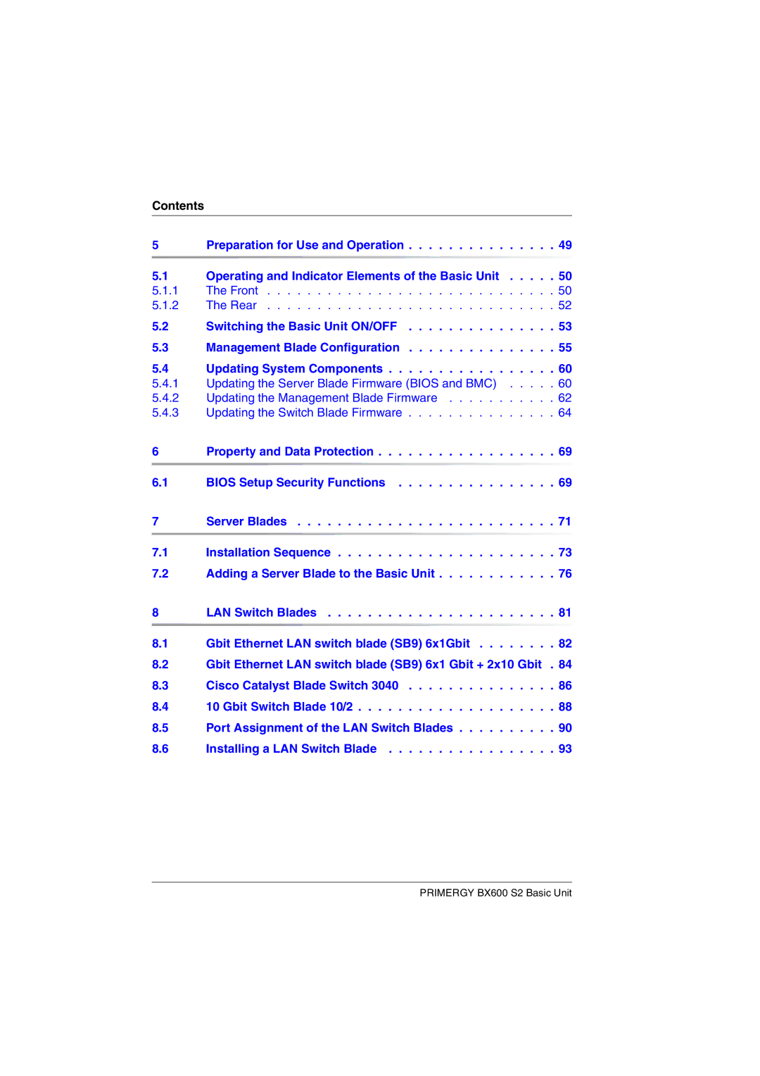 Fujitsu BX600 S2 manual Contents 