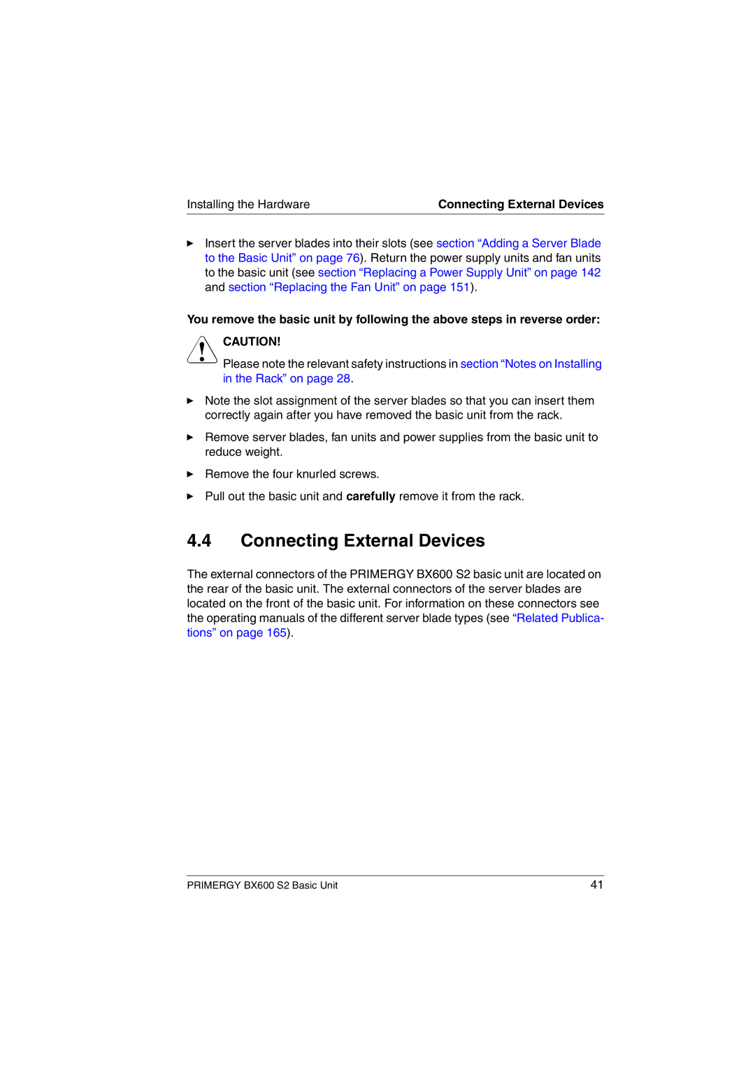 Fujitsu BX600 S2 manual Connecting External Devices 