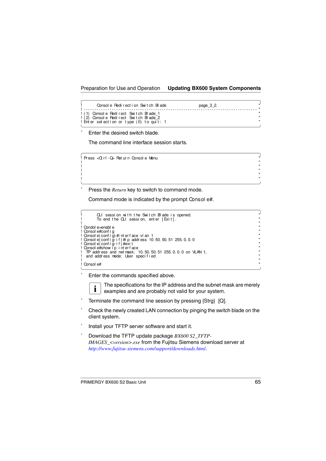 Fujitsu BX600 S2 manual  Press Ctrl-Q Return Console Menu 