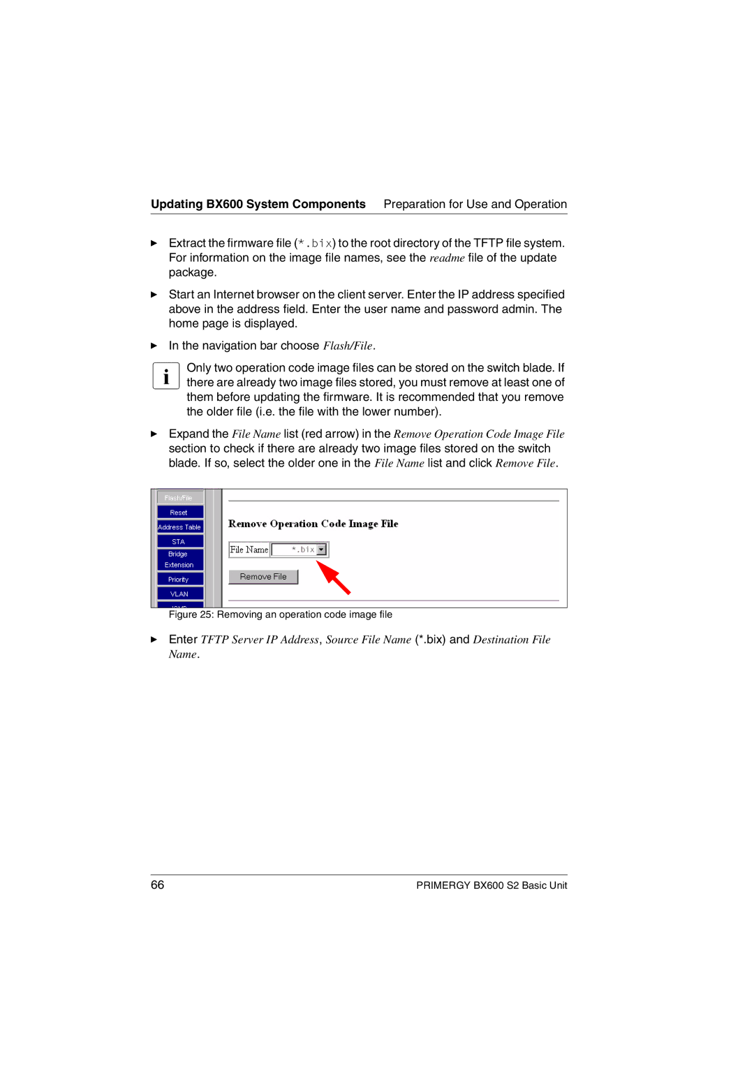 Fujitsu BX600 S2 manual Removing an operation code image file 