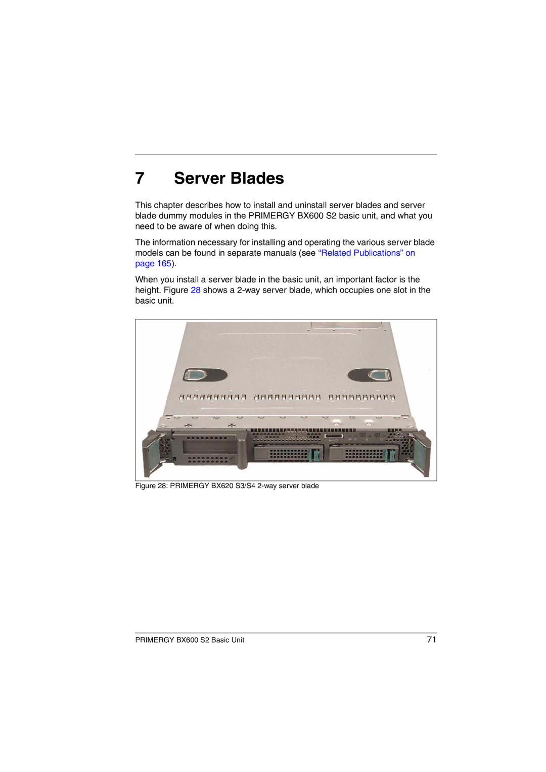 Fujitsu BX600 S2 manual Server Blades 