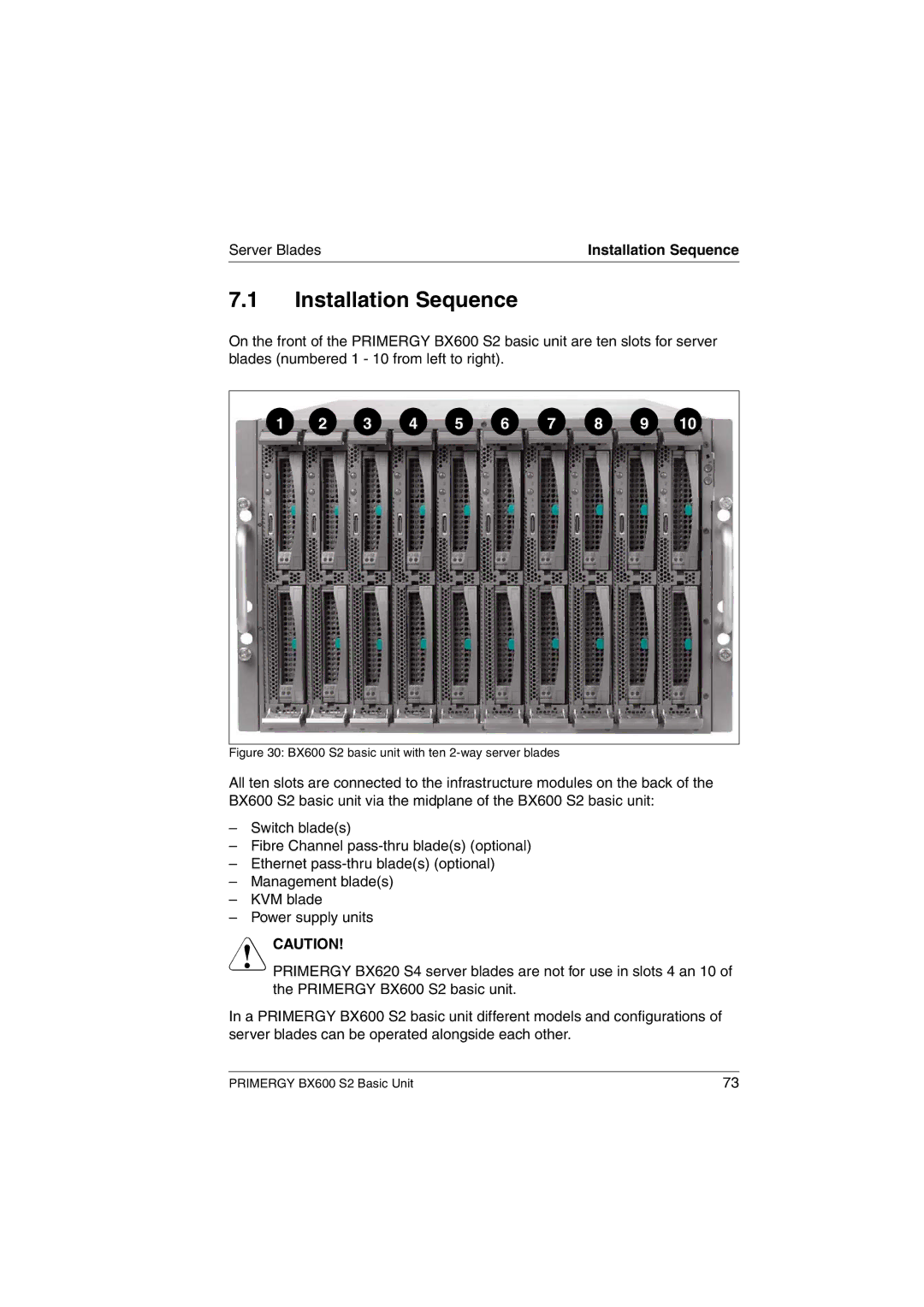 Fujitsu BX600 S2 manual Installation Sequence, Server Blades 