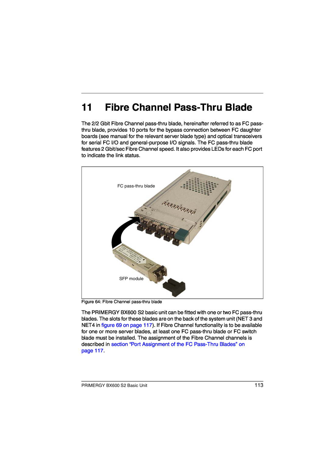 Fujitsu BX600 S2 manual Fibre Channel Pass-Thru Blade 