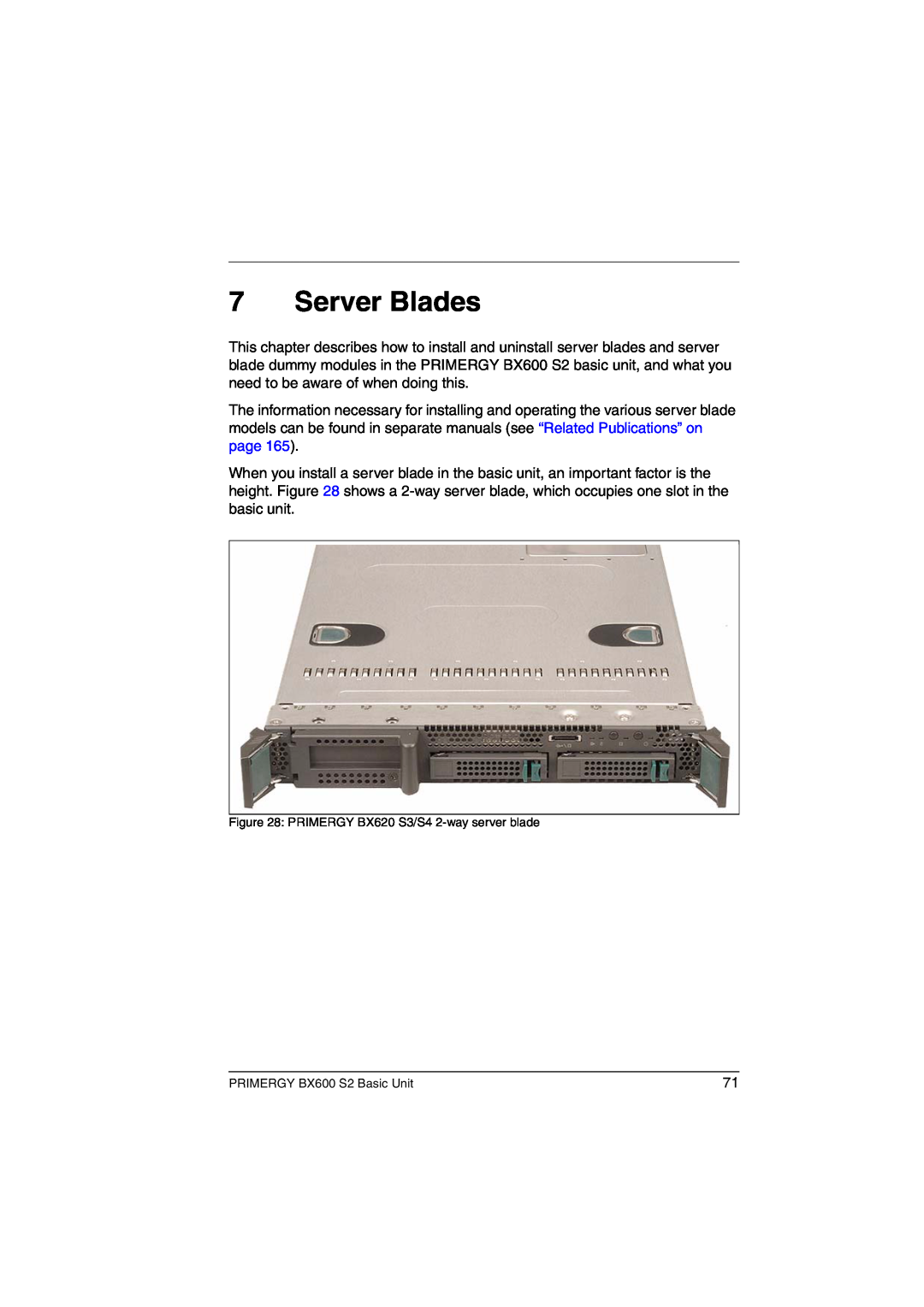 Fujitsu BX600 S2 manual Server Blades 