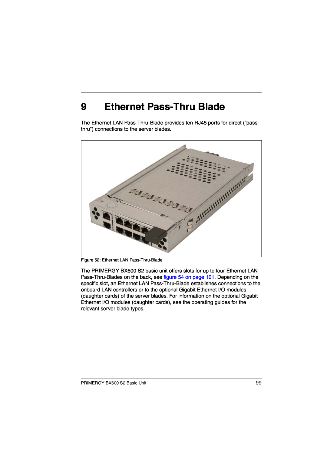 Fujitsu BX600 S2 manual Ethernet Pass-Thru Blade 