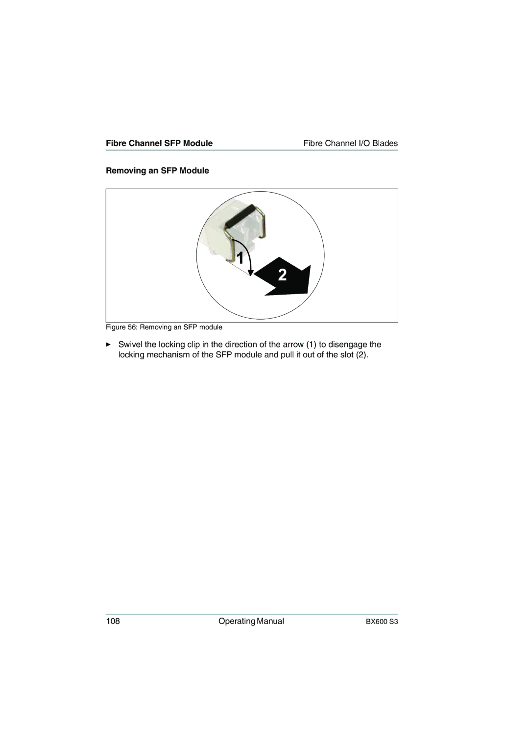 Fujitsu BX600 S3 manual Fibre Channel SFP Module, Removing an SFP Module 