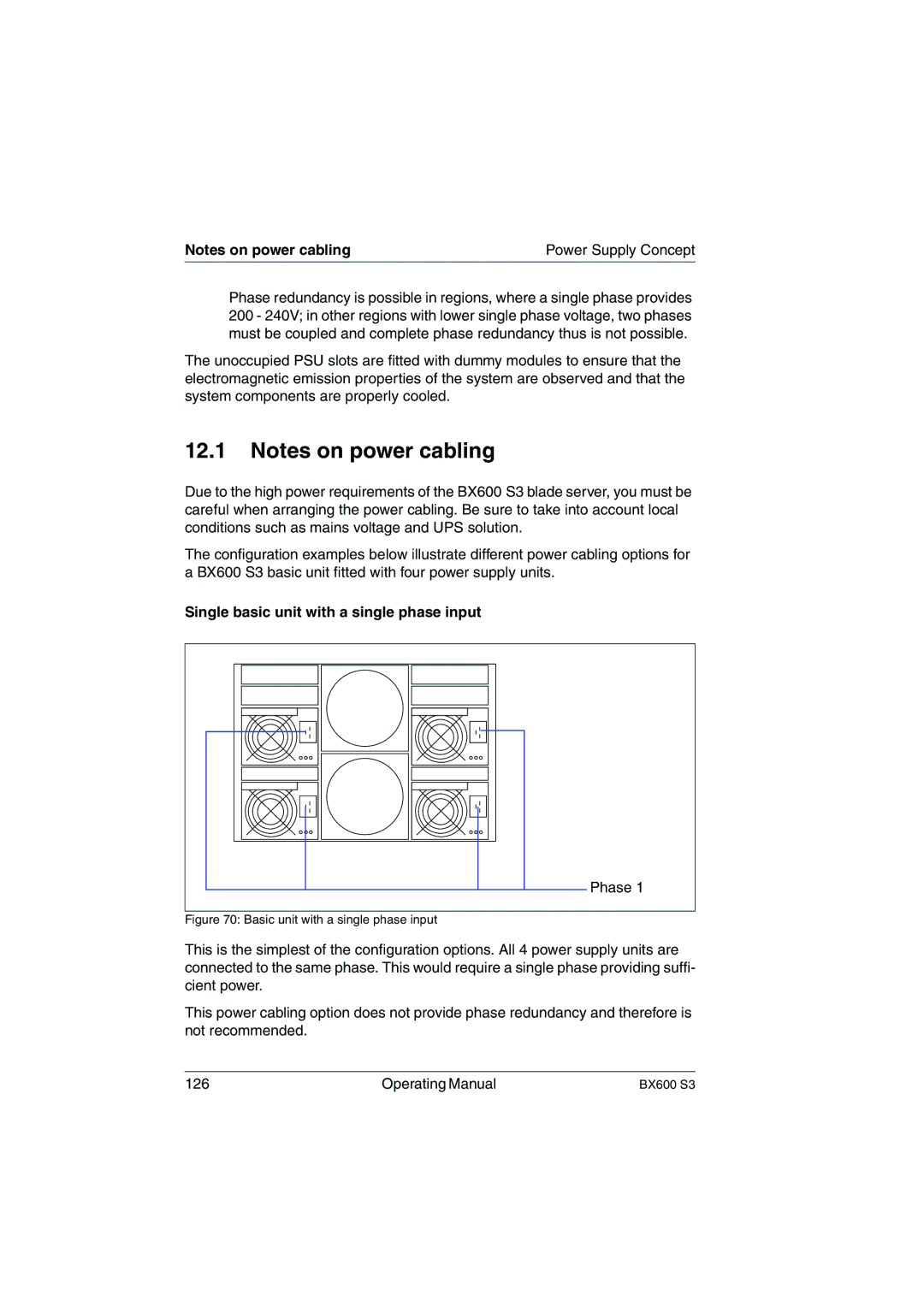 Fujitsu BX600 S3 manual Single basic unit with a single phase input, Basic unit with a single phase input 