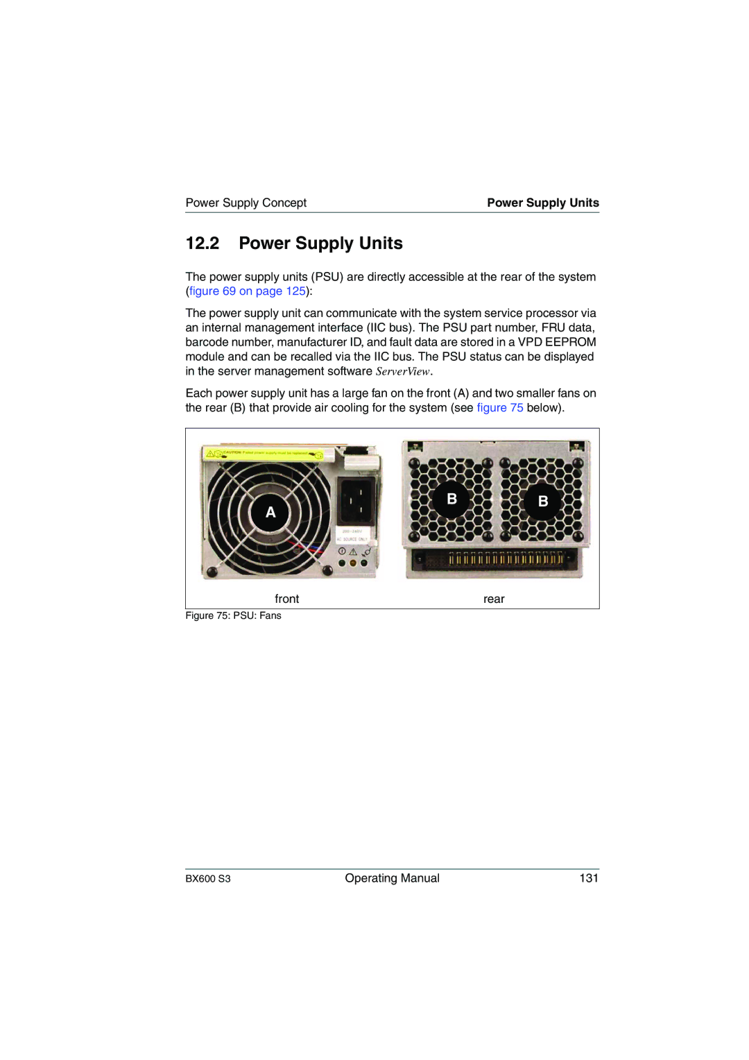 Fujitsu BX600 S3 manual Power Supply Units, Power Supply Concept 