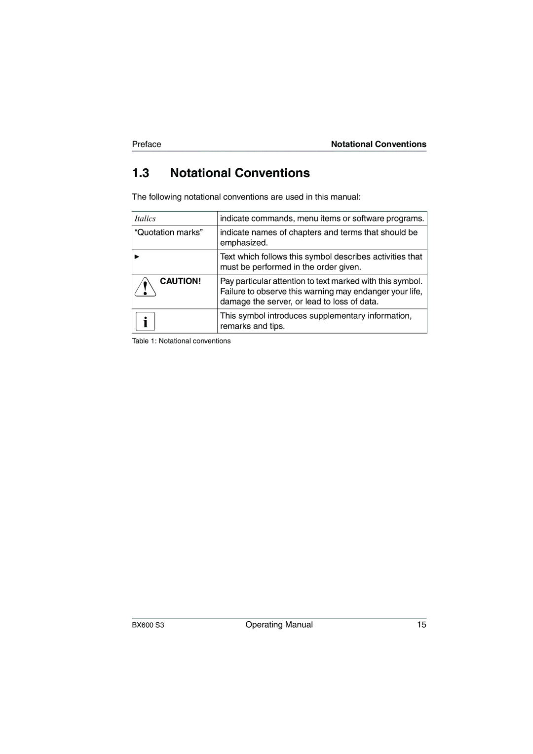 Fujitsu BX600 S3 manual Notational Conventions 