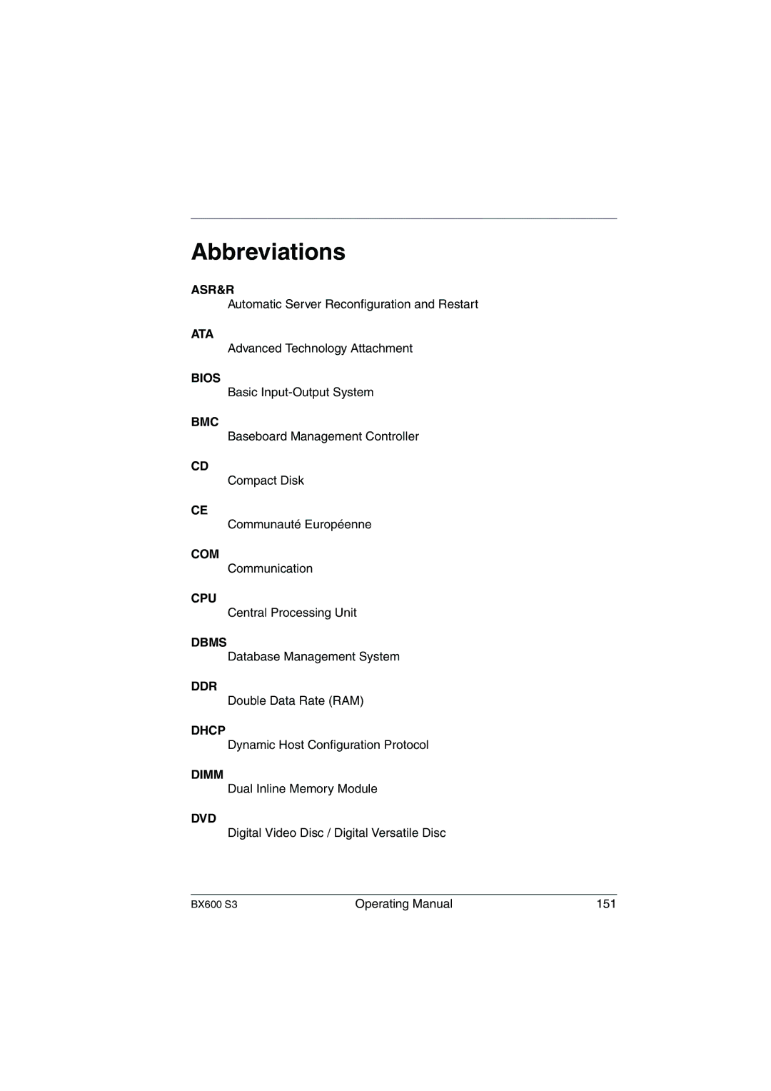 Fujitsu BX600 S3 manual Abbreviations 