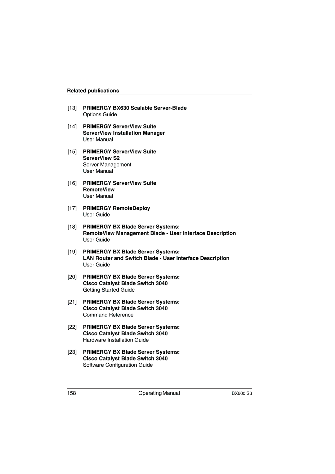 Fujitsu BX600 S3 manual Operating Manual 