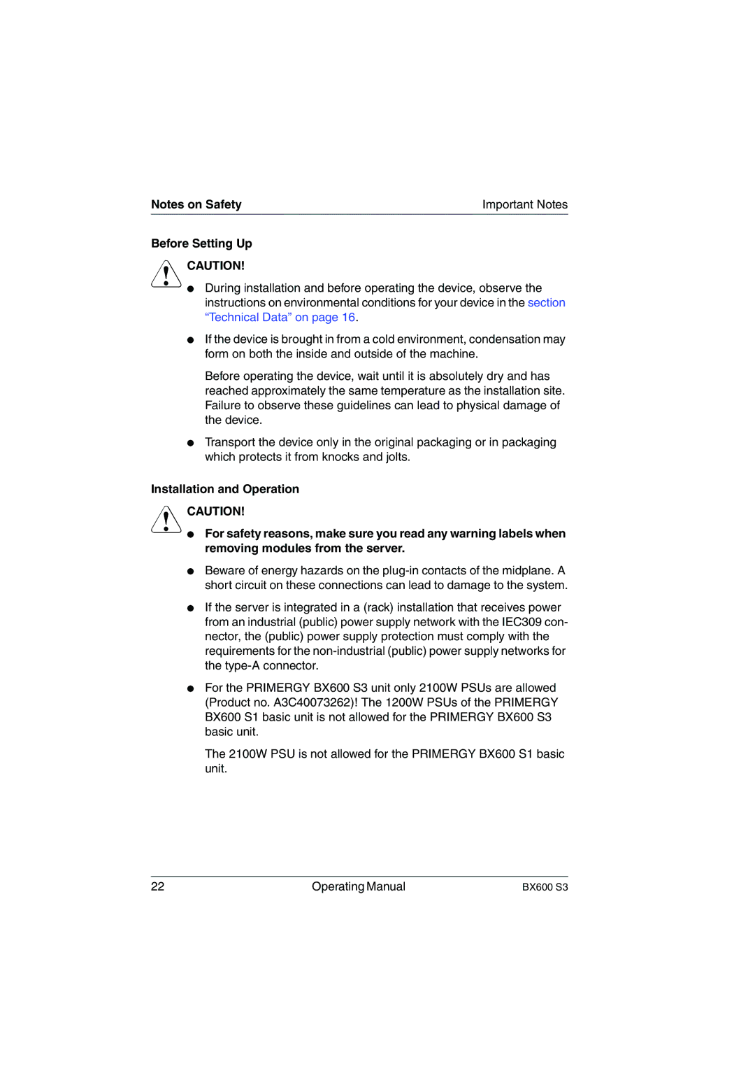 Fujitsu BX600 S3 manual Before Setting Up 