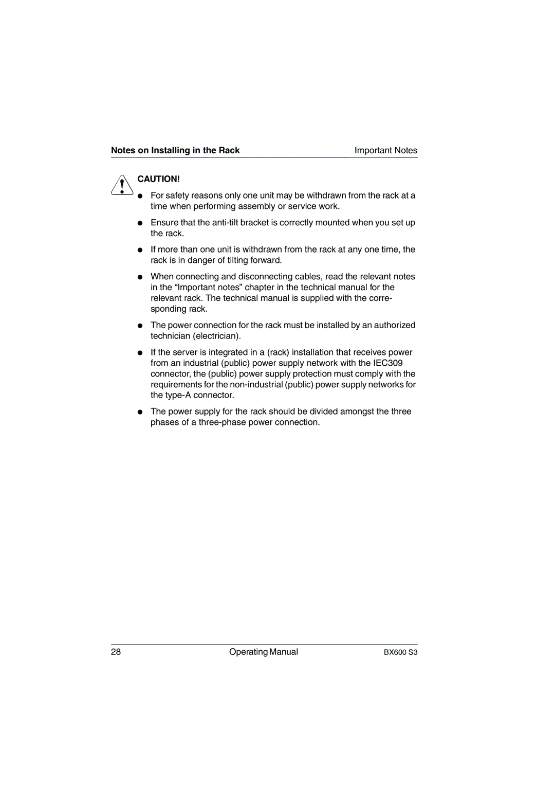 Fujitsu BX600 S3 manual Important Notes 